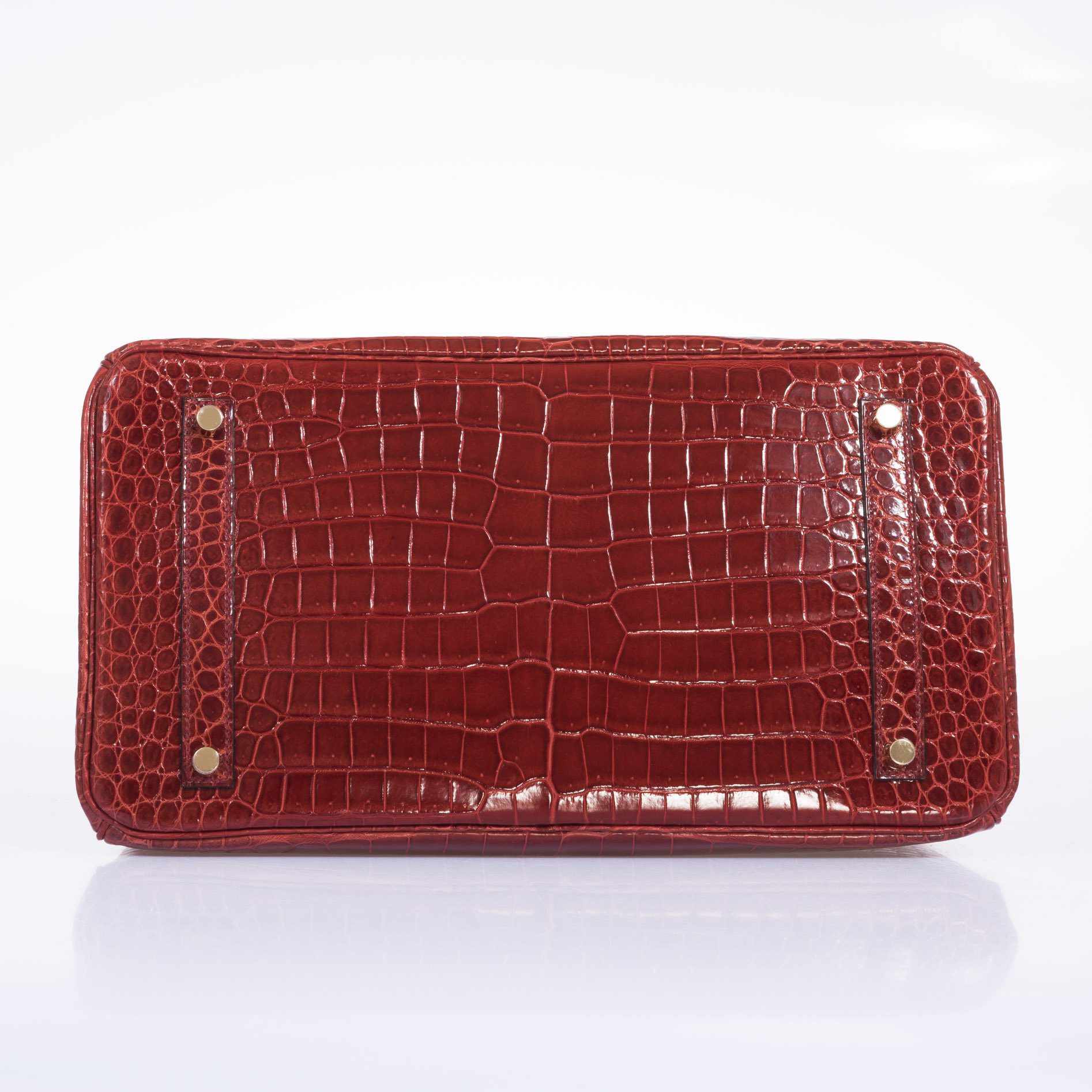 Hermès Birkin 35 Rouge H Shiny Porosus Crocodile Gold Hardware
