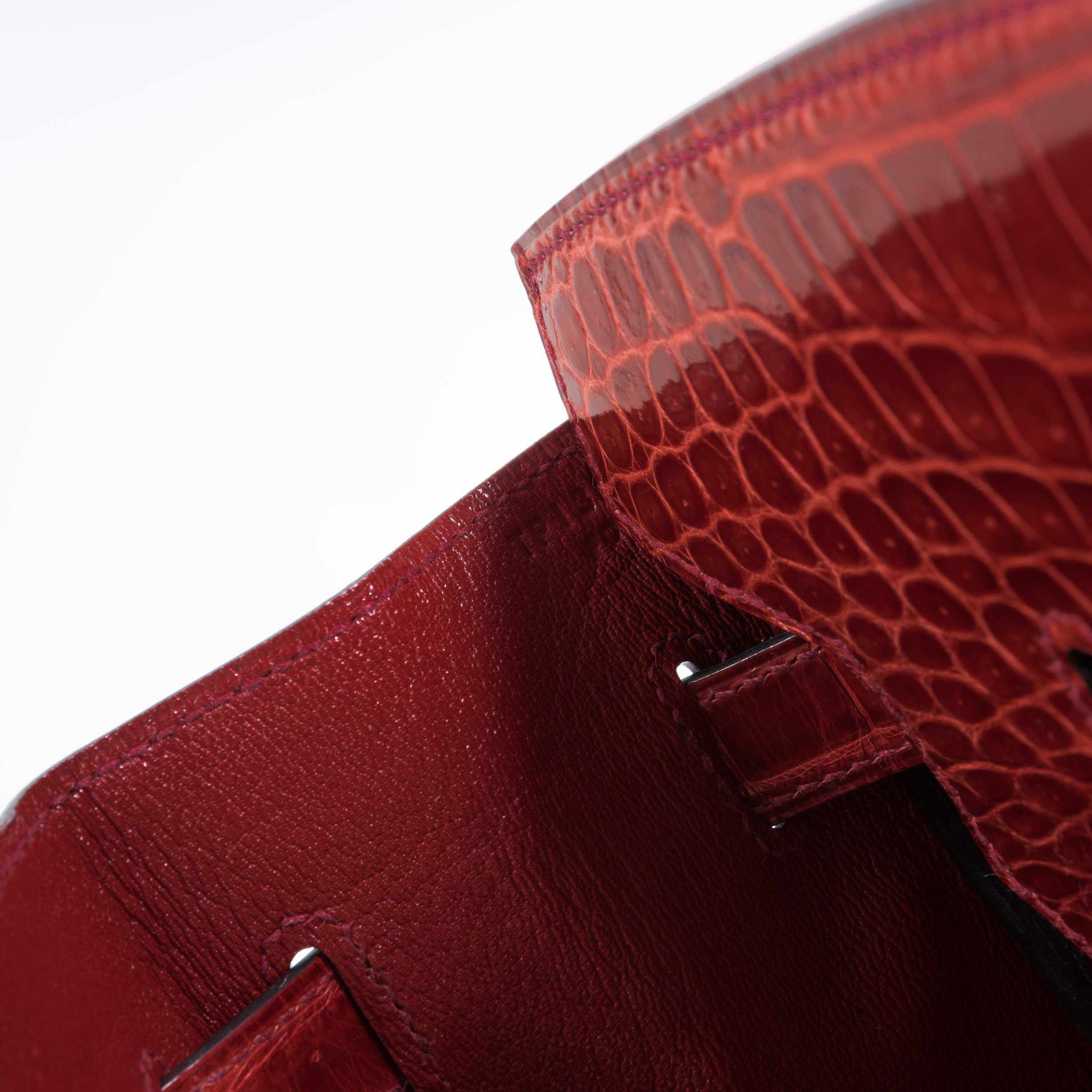 Hermès Birkin 35 Rouge H Shiny Porosus Crocodile Gold Hardware