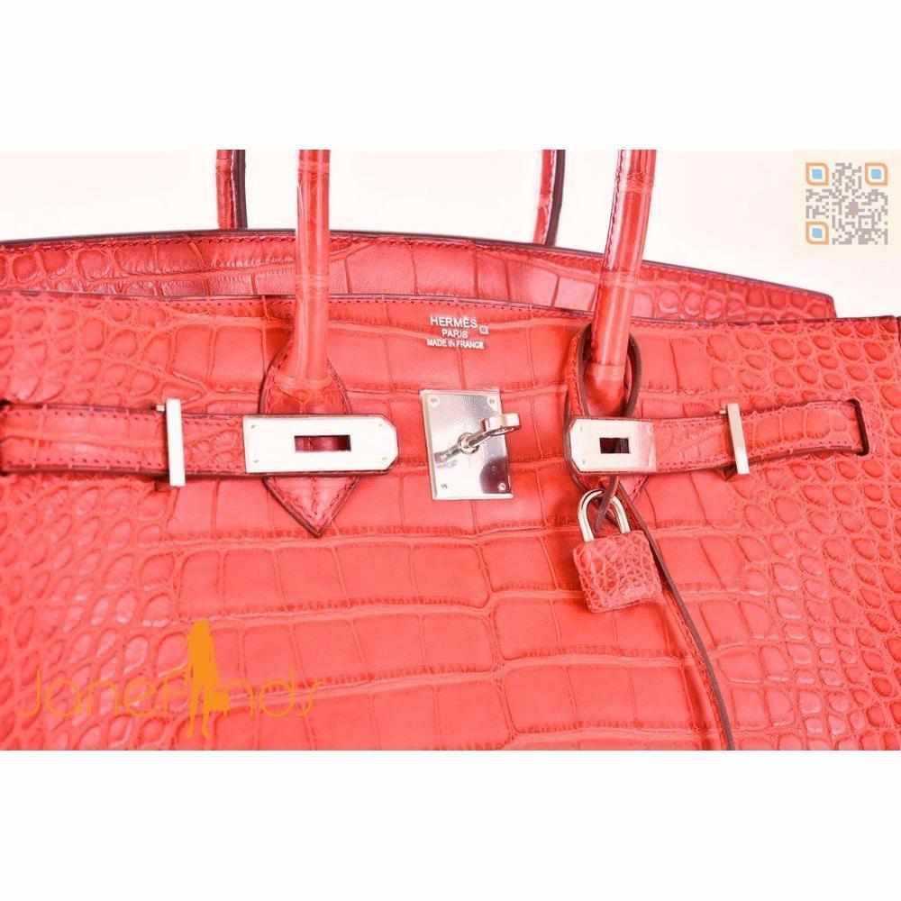 Hermès Birkin 35 Rouge Indian Matte Alligator Palladium Hardware