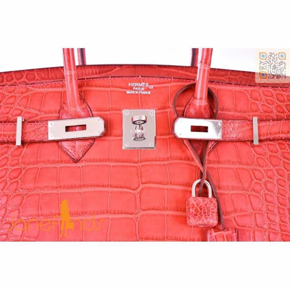 Hermès Birkin 35 Rouge Indian Matte Alligator Palladium Hardware