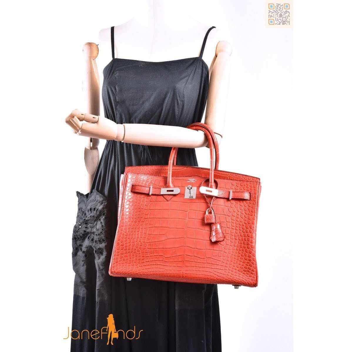 Hermès Birkin 35 Rouge Indian Matte Alligator Palladium Hardware