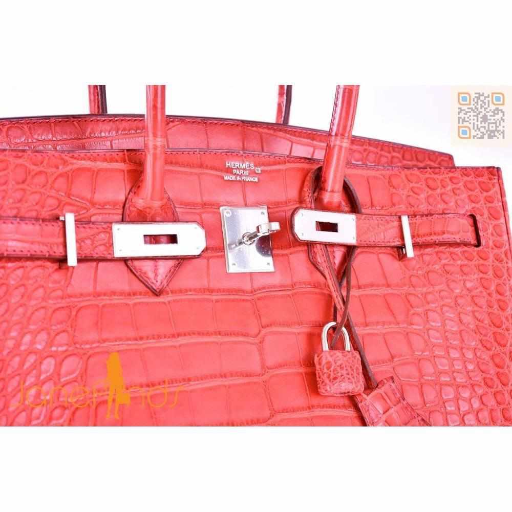 Hermès Birkin 35 Rouge Indian Matte Alligator Palladium Hardware
