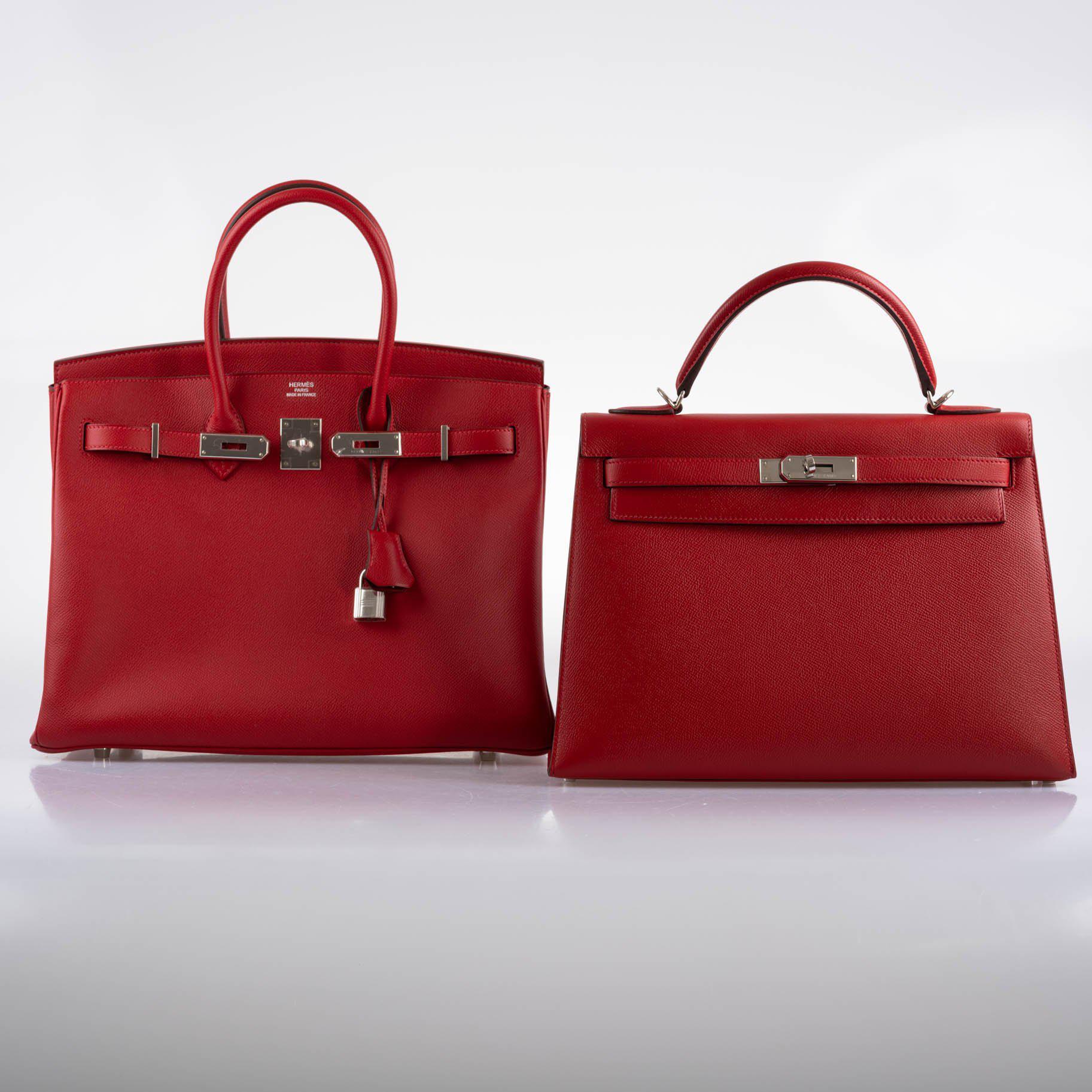 Hermès Birkin 35 Rouge Vif Epsom with Palladium Hardware - 2013, Q Square