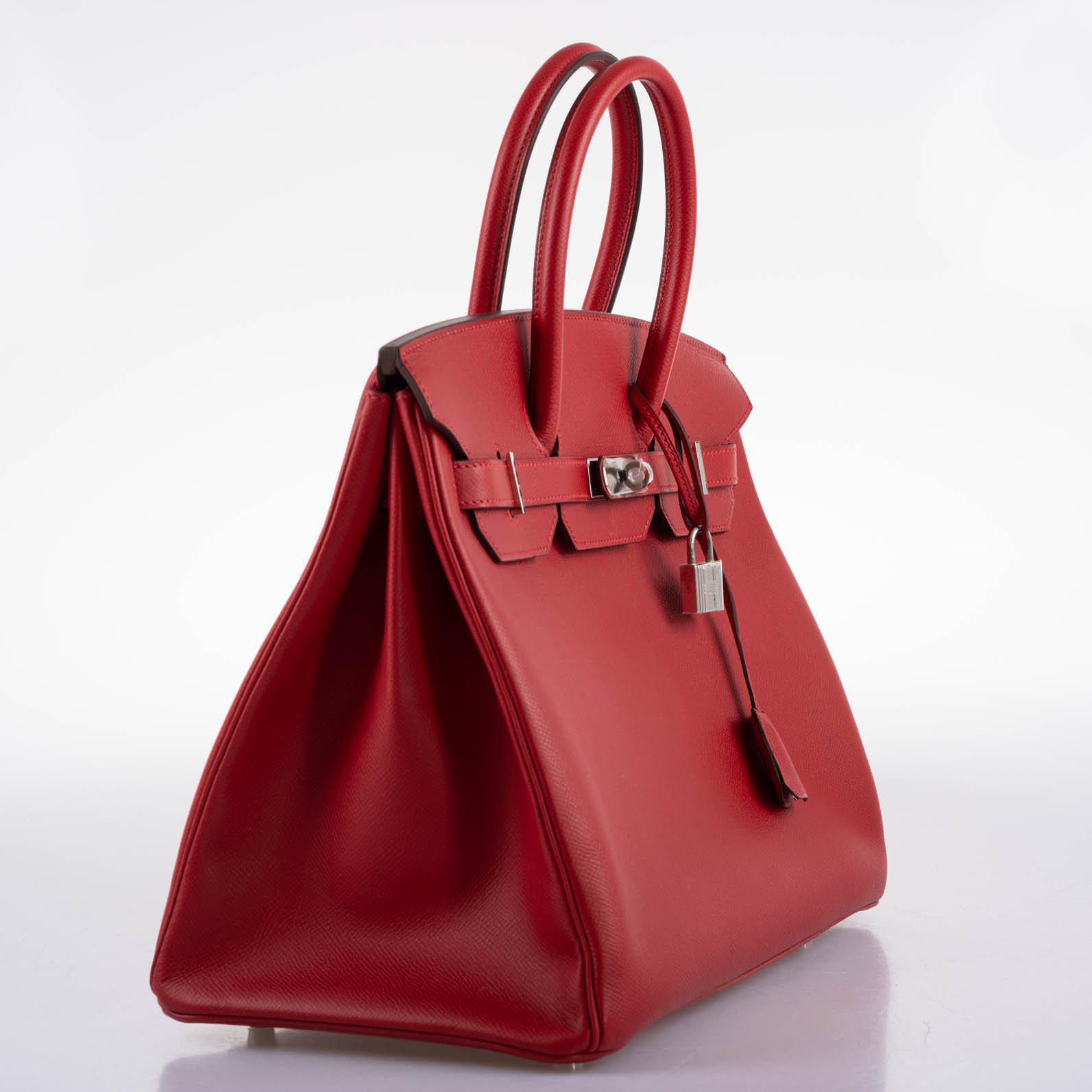 Hermès Birkin 35 Rouge Vif Epsom with Palladium Hardware - 2013, Q Square