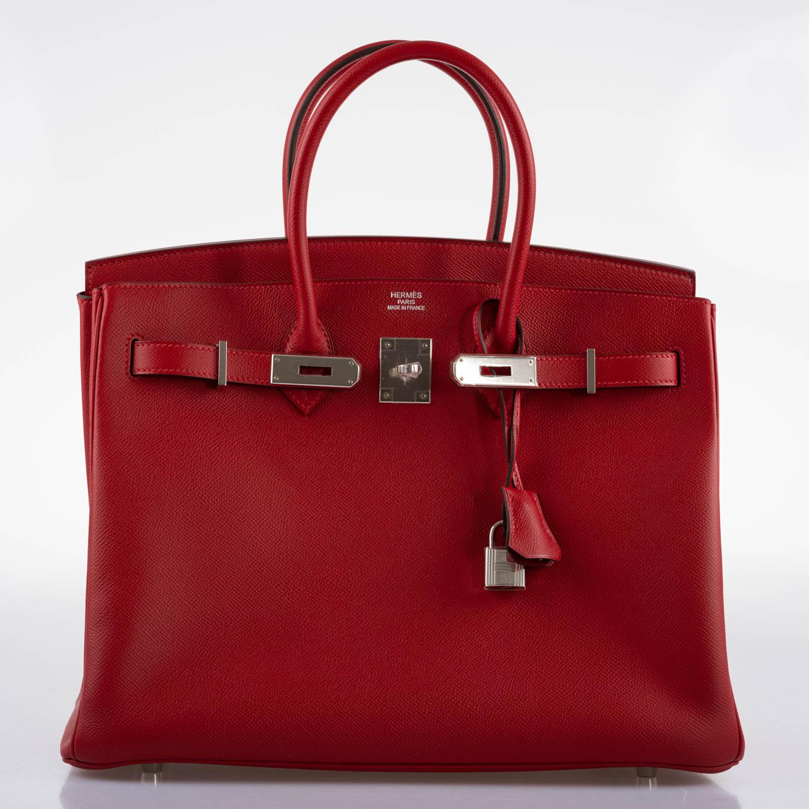 Hermès Birkin 35 Rouge Vif Epsom with Palladium Hardware - 2013, Q Square