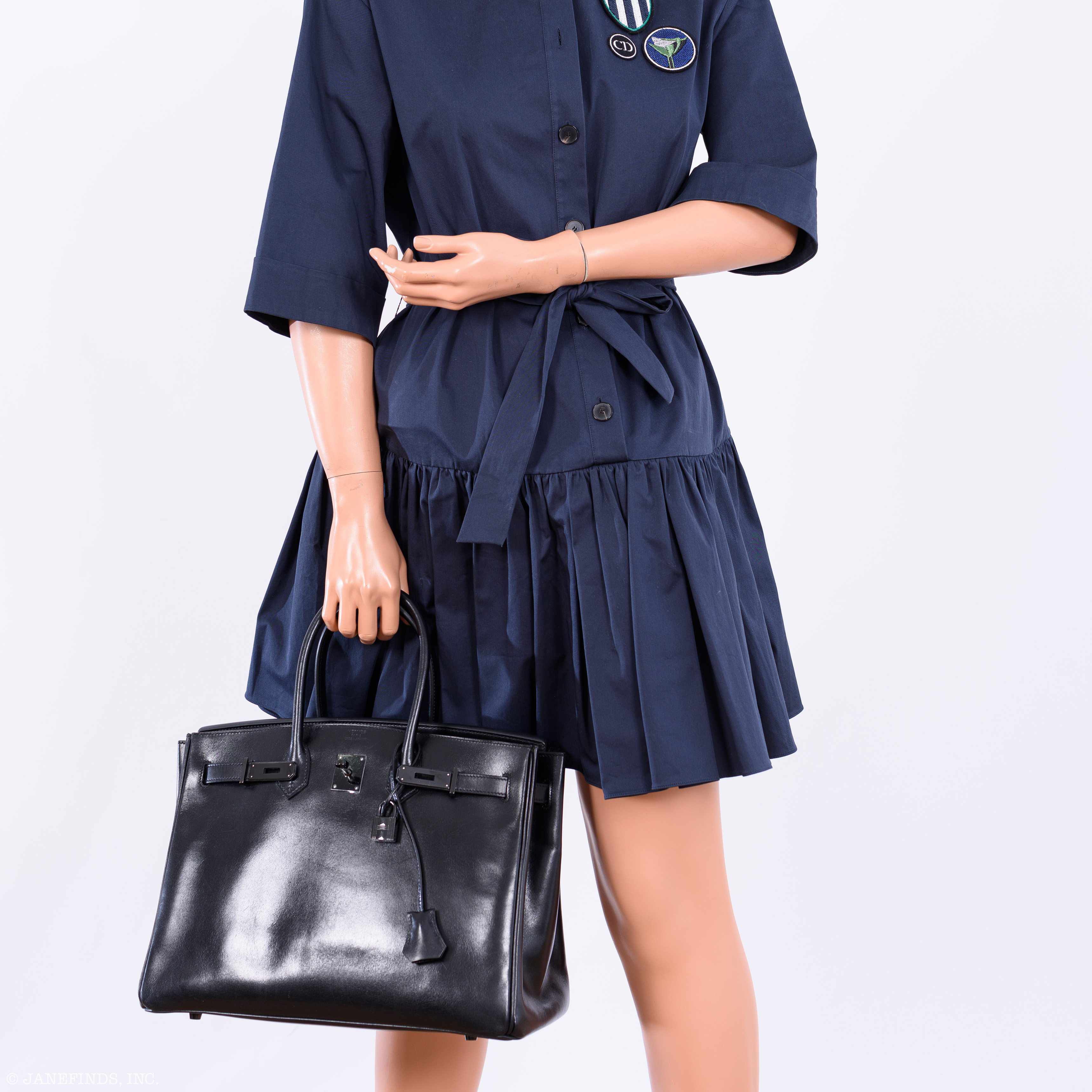 Hermès Birkin 35 SO BLACK Black Box Leather PVD Hardware - 2011, O Square