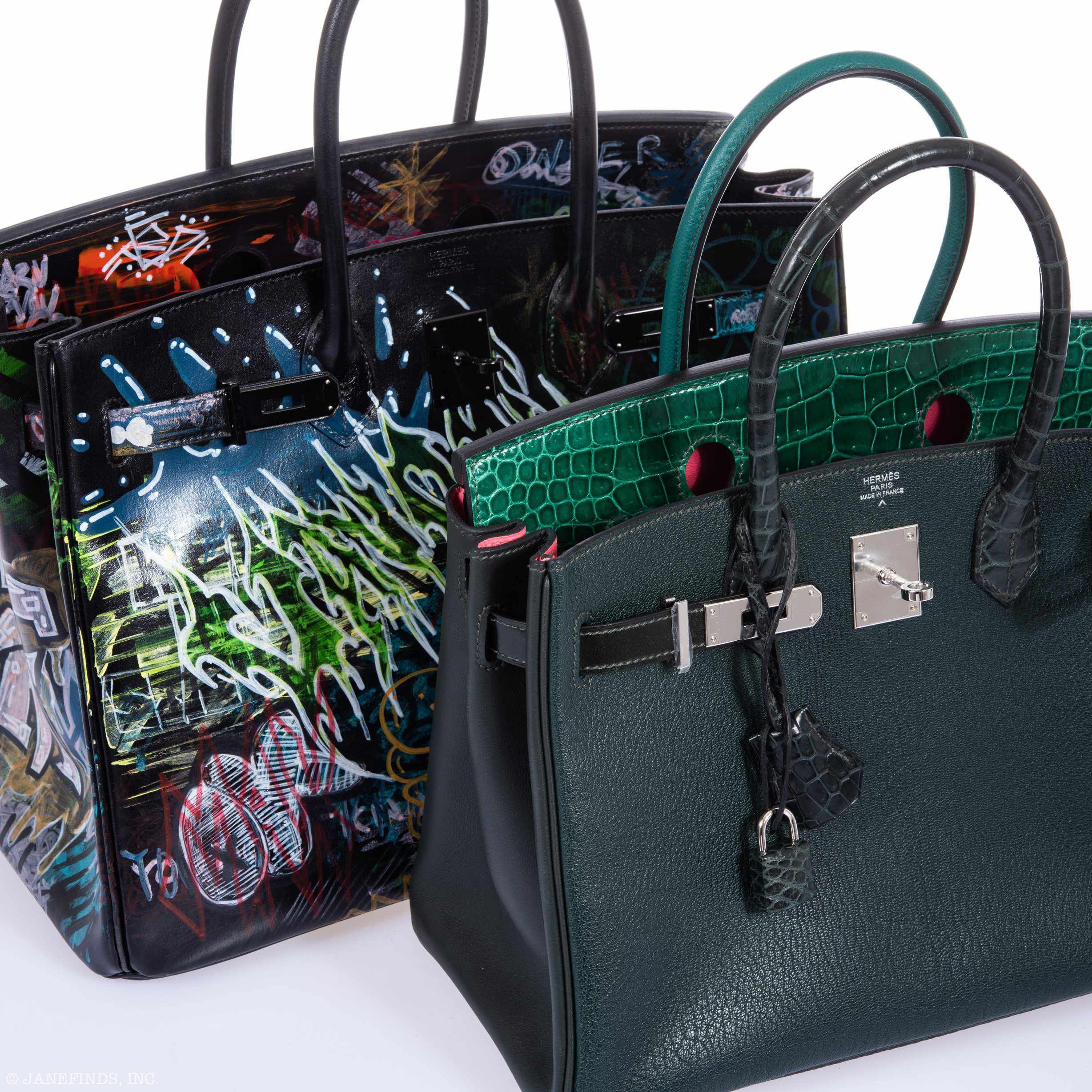 Hermès Birkin 35 SO BLACK "Graffiti" * JaneFinds Custom Shop