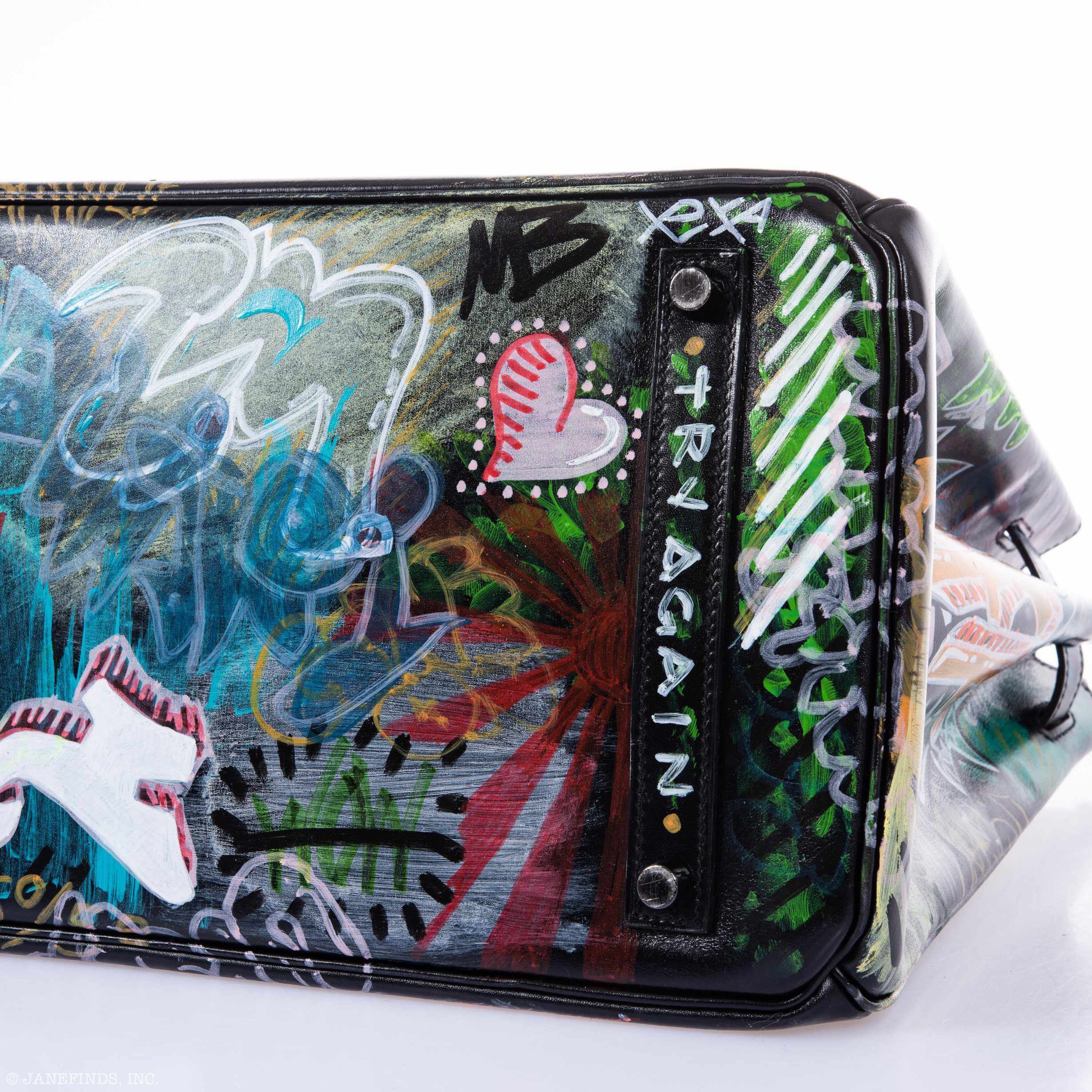 Hermès Birkin 35 SO BLACK "Graffiti" * JaneFinds Custom Shop