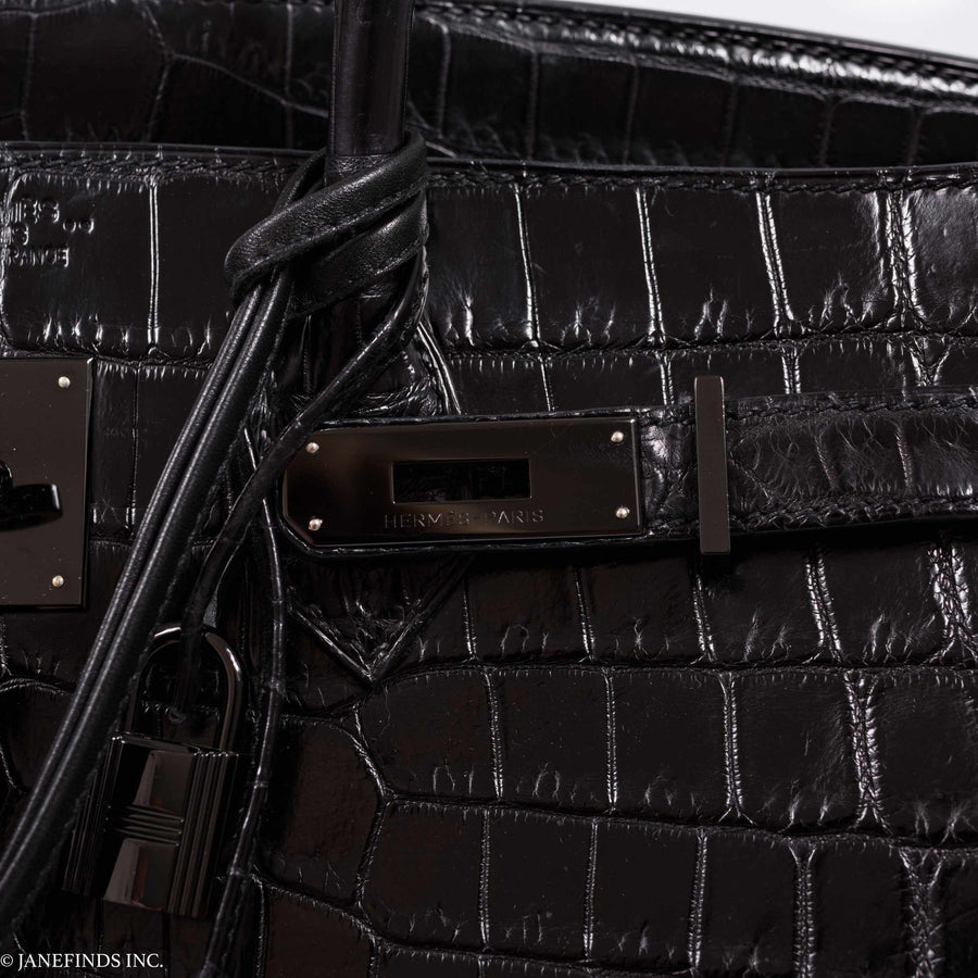 Hermès Birkin 35 SO BLACK Matte Alligator PVD Hardware