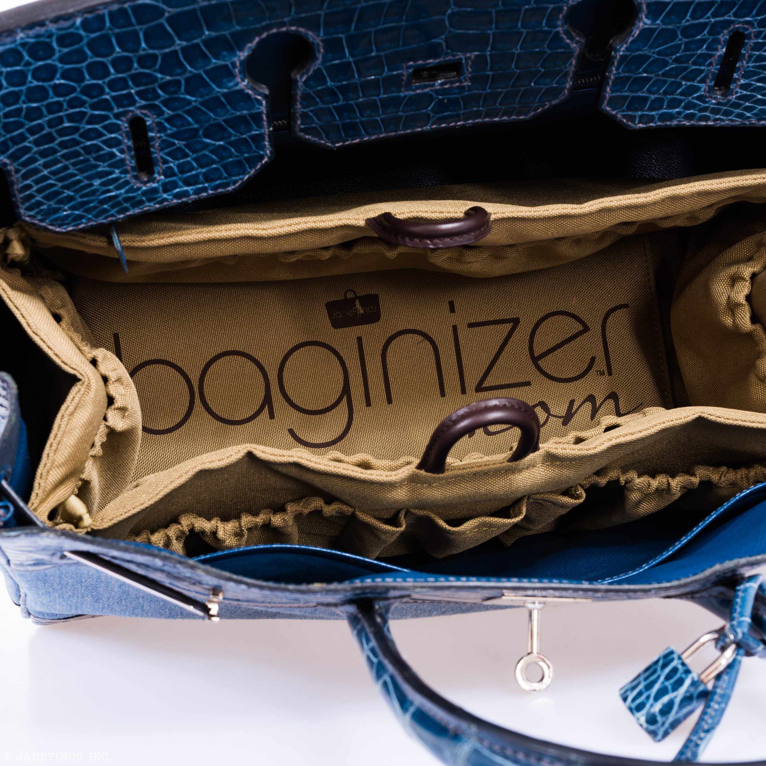 Hermès Birkin 35 Shiny Blue Roi Porosus Crocodile & Denim Palladium Hardware