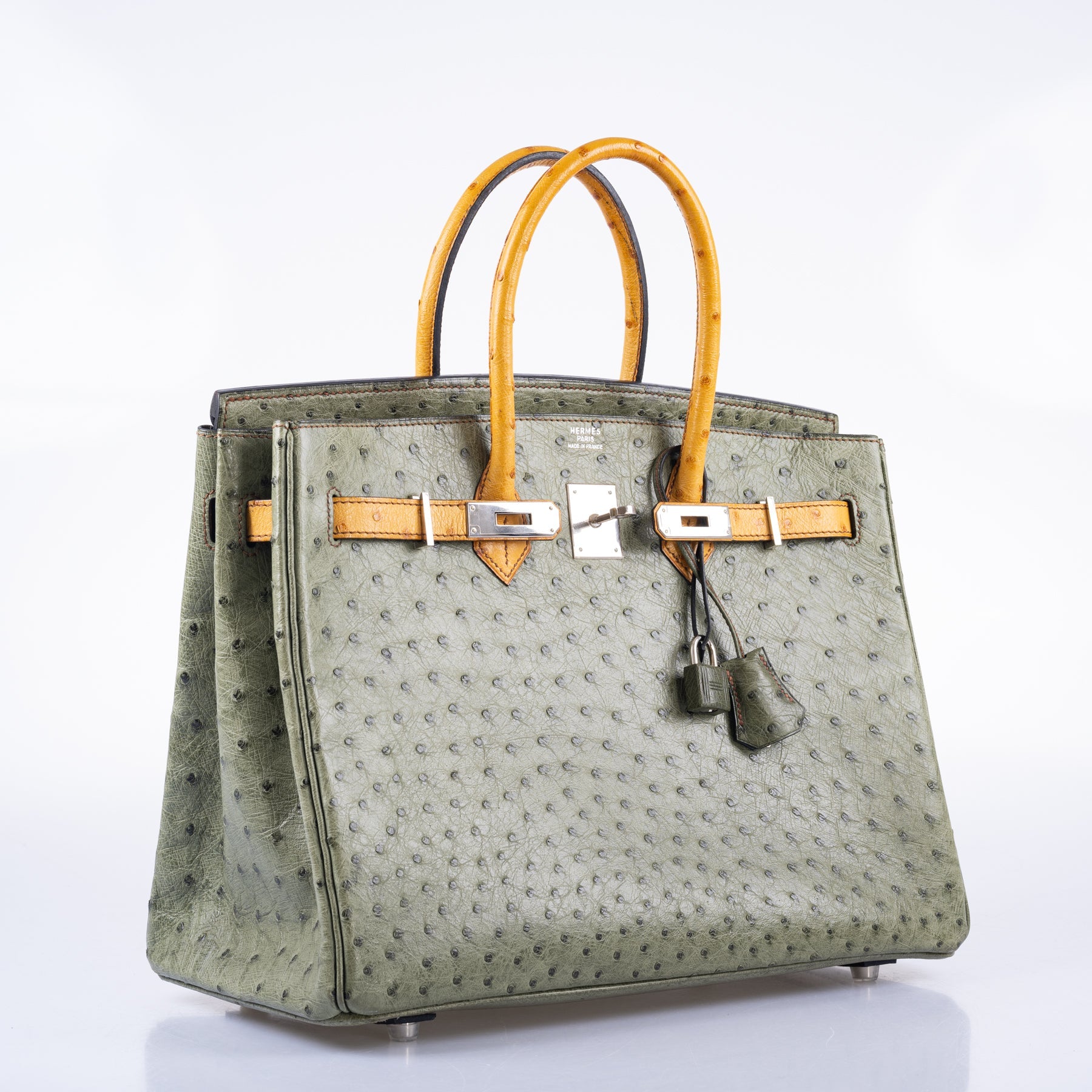 Hermès Birkin 35 Special Order Vert Olive & Sable Ostrich Palladium Hardware