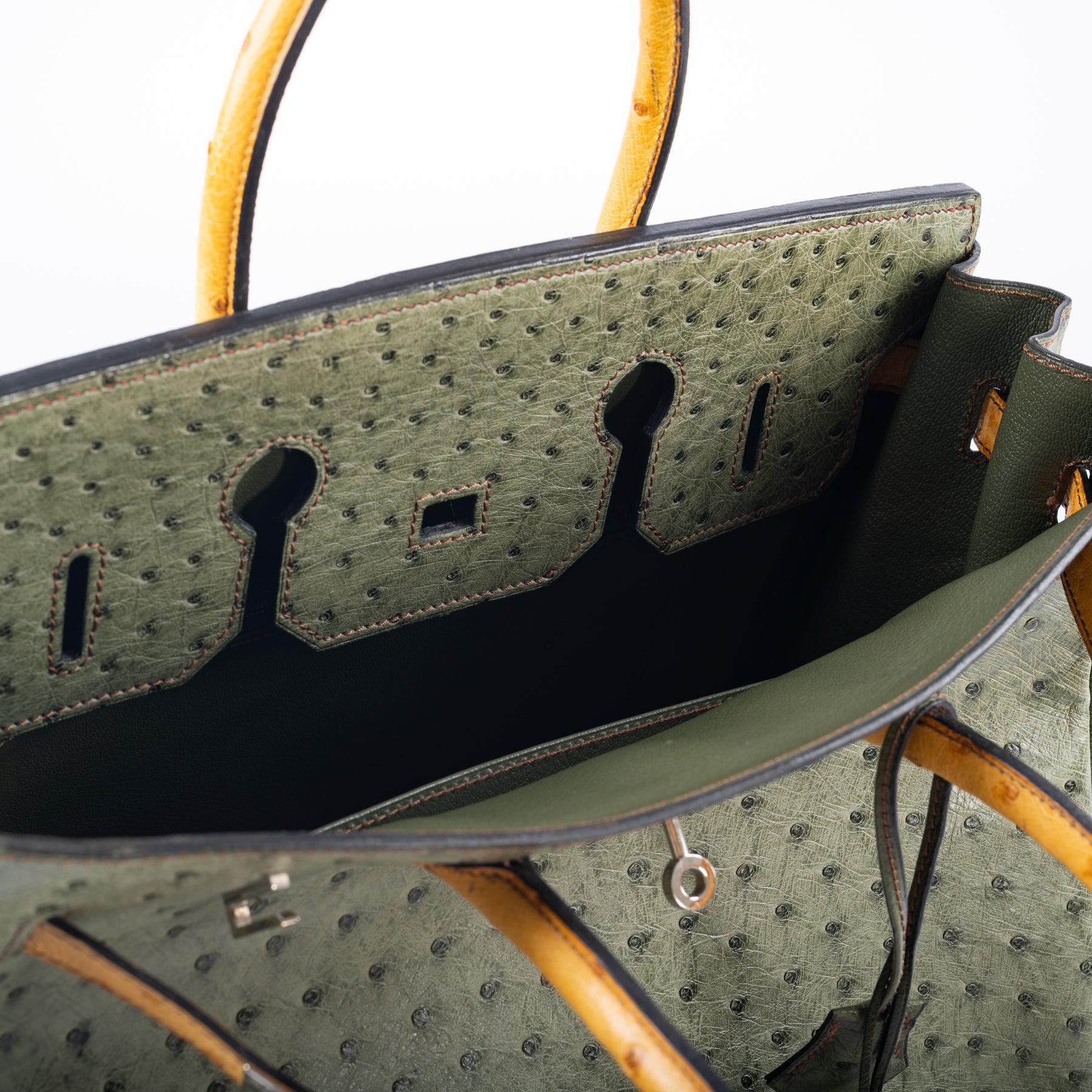 Hermès Birkin 35 Special Order Vert Olive & Sable Ostrich Palladium Hardware