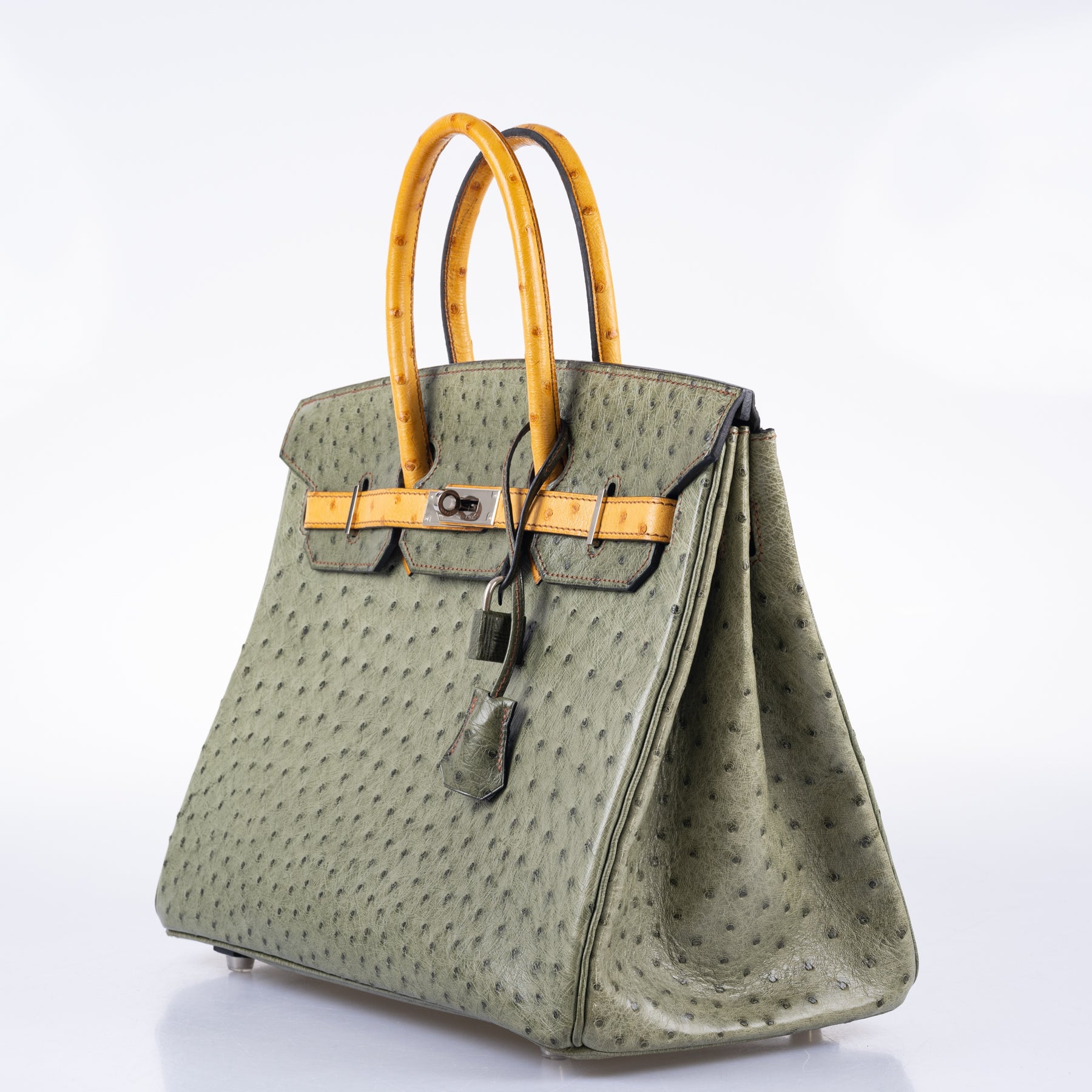 Hermès Birkin 35 Special Order Vert Olive & Sable Ostrich Palladium Hardware