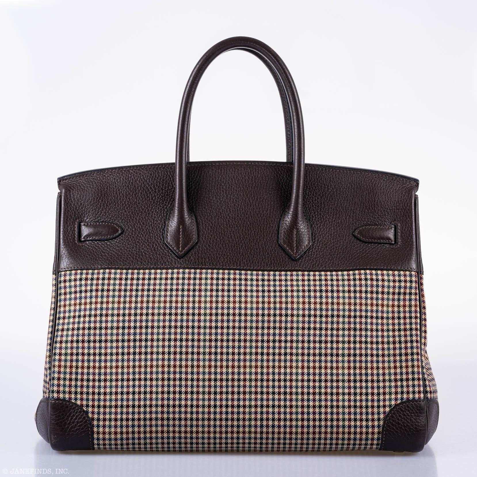 Hermès Birkin 35 Togo And Plaid Wool Lainage Palladium Hardware -Runway Bag