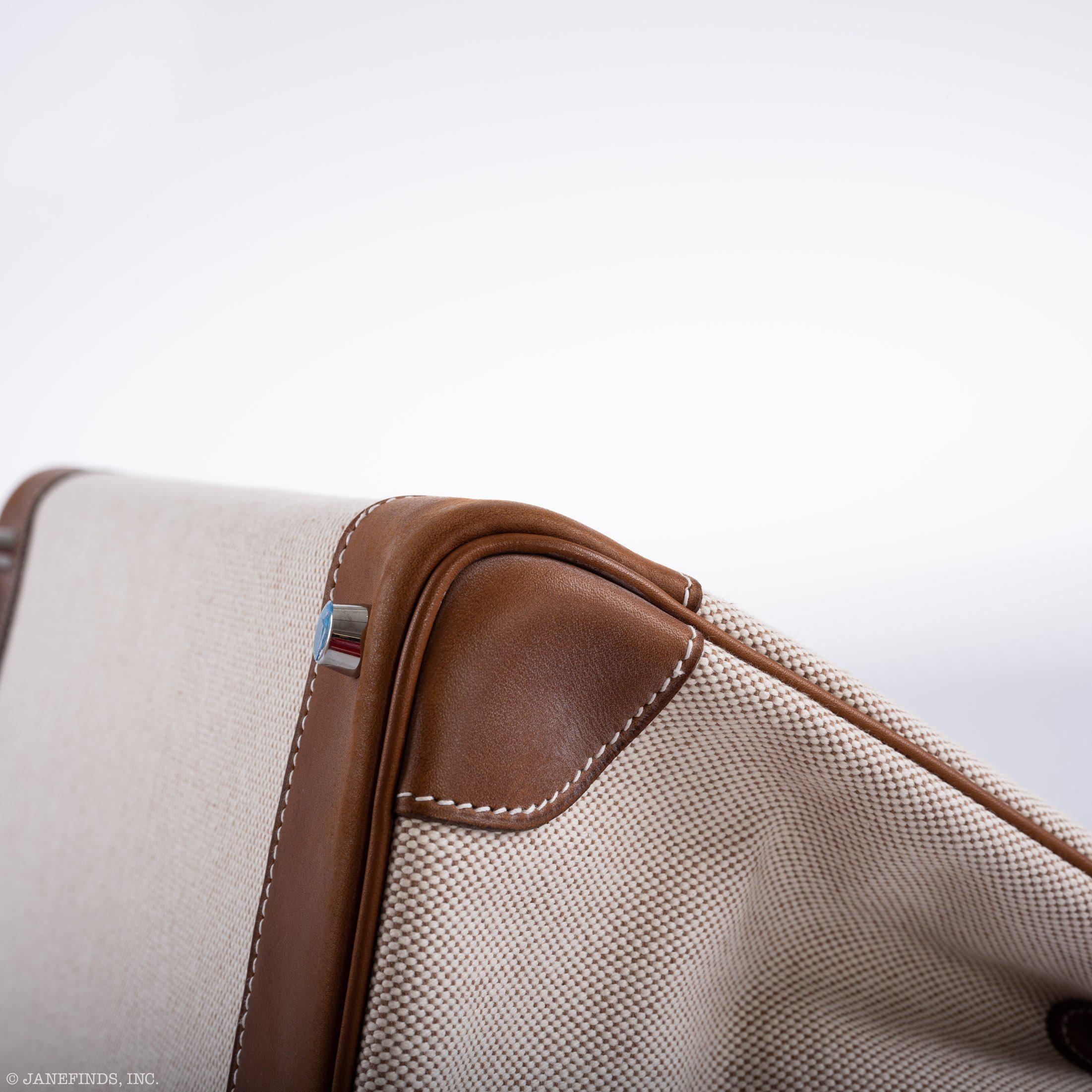 Hermès Birkin 35 Toile & Barenia with Palladium Hardware - 2009, M Square