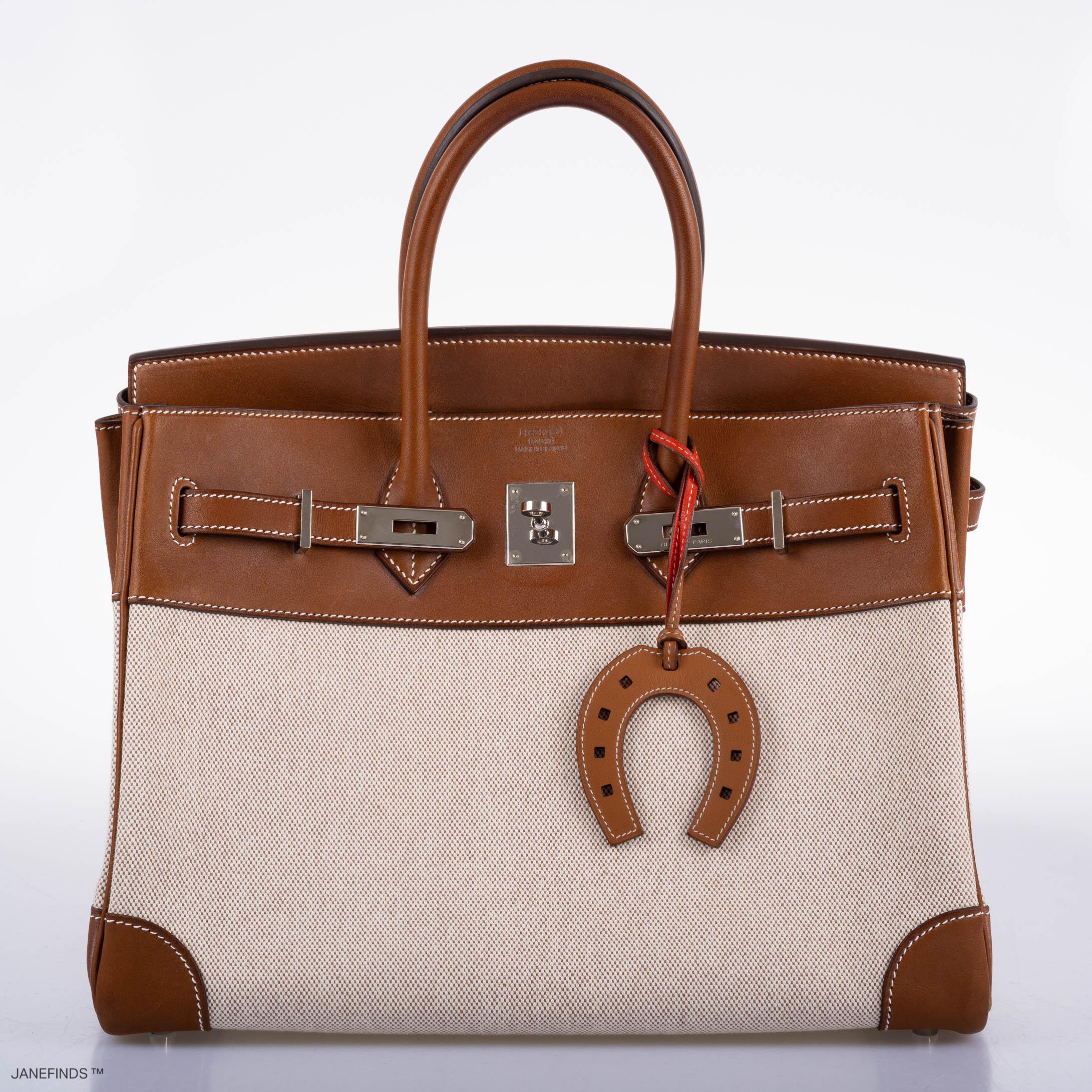 Hermès Birkin 35 Toile & Barenia with Palladium Hardware - 2009, M Square