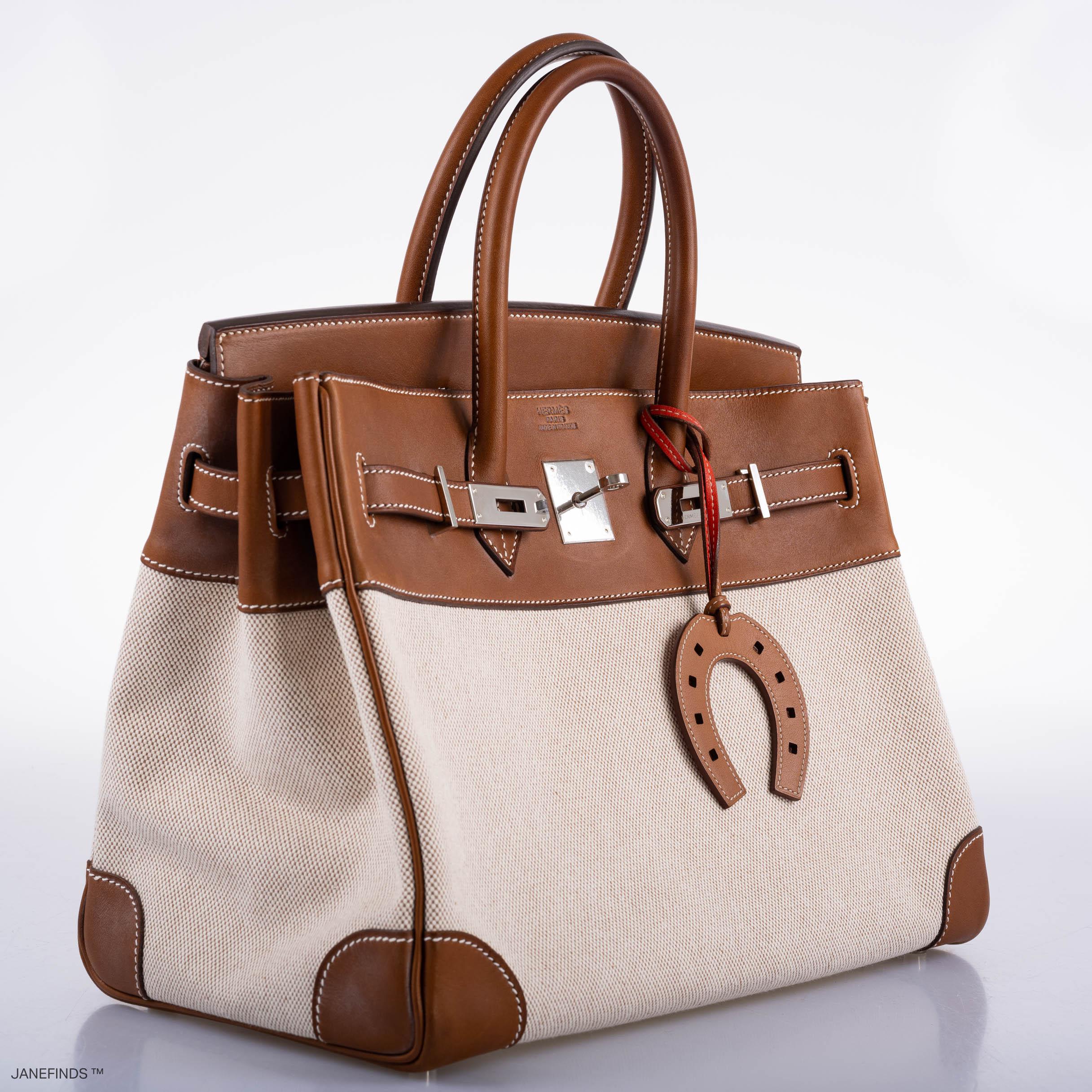 Hermès Birkin 35 Toile & Barenia with Palladium Hardware - 2009, M Square