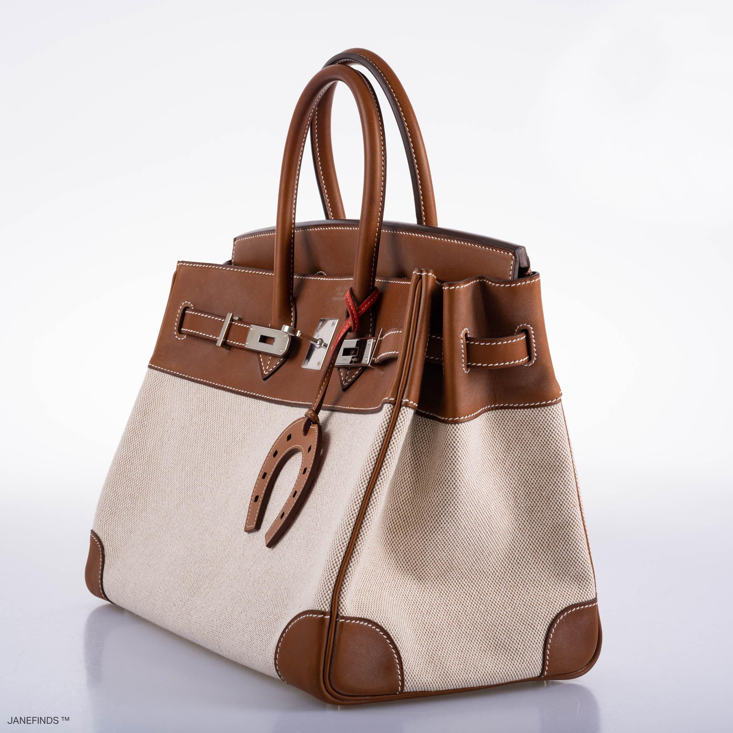 Hermès Birkin 35 Toile & Barenia with Palladium Hardware - 2009, M Square