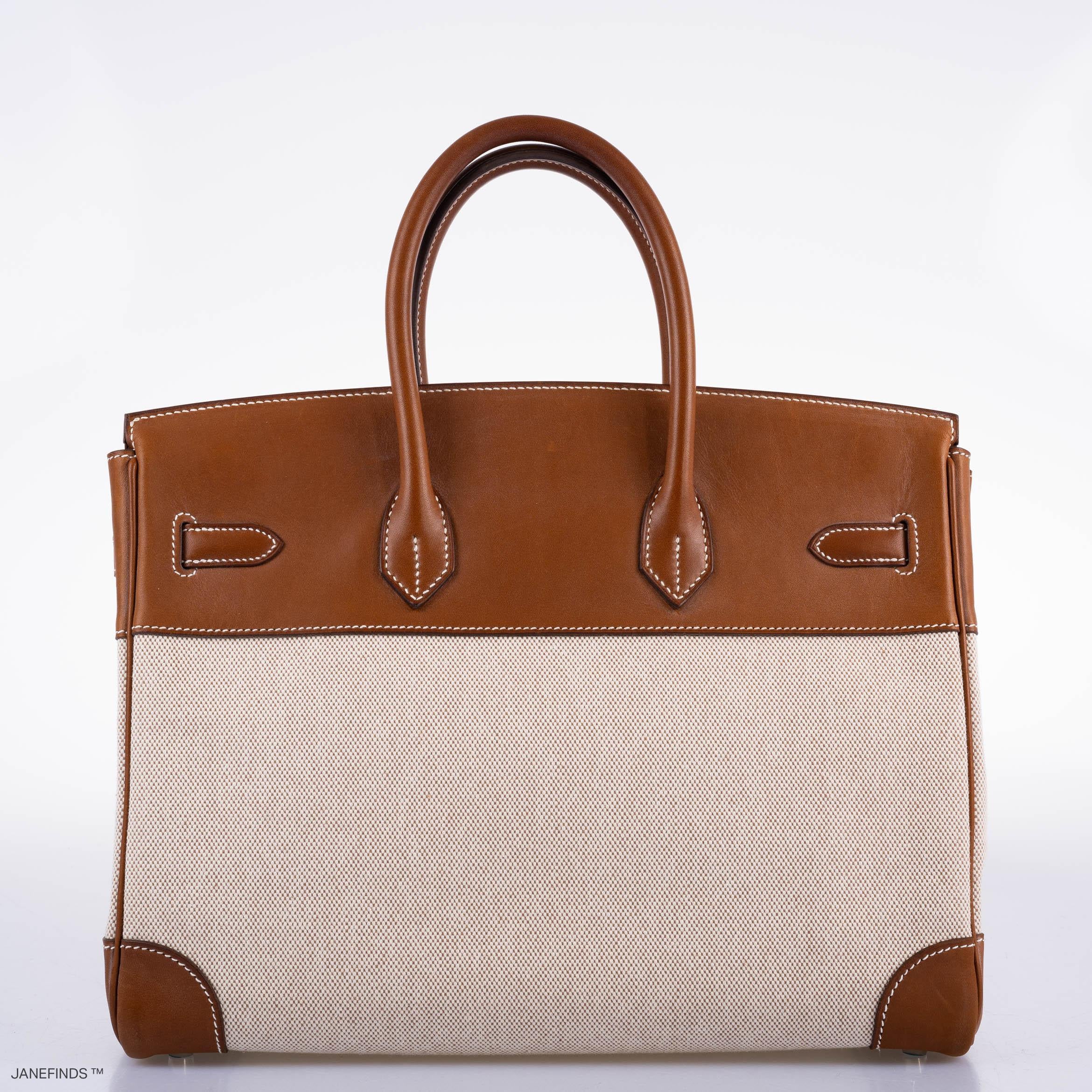 Hermès Birkin 35 Toile & Barenia with Palladium Hardware - 2009, M Square