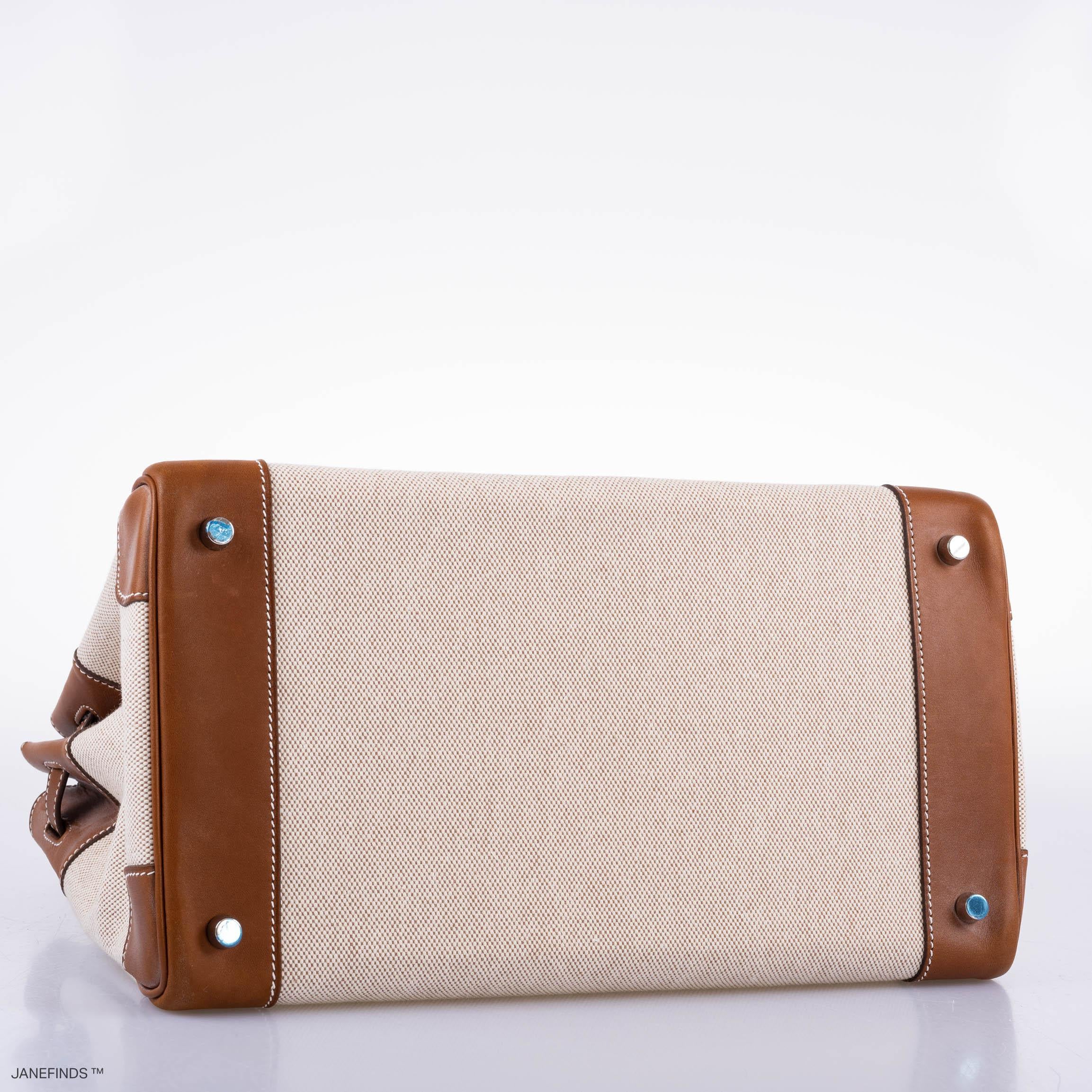 Hermès Birkin 35 Toile & Barenia with Palladium Hardware - 2009, M Square