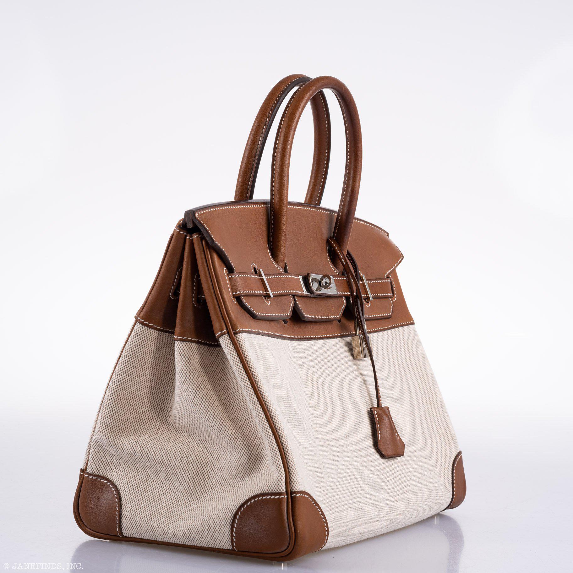 Hermès Birkin 35 Toile & Barenia with Palladium Hardware - 2009, M Square