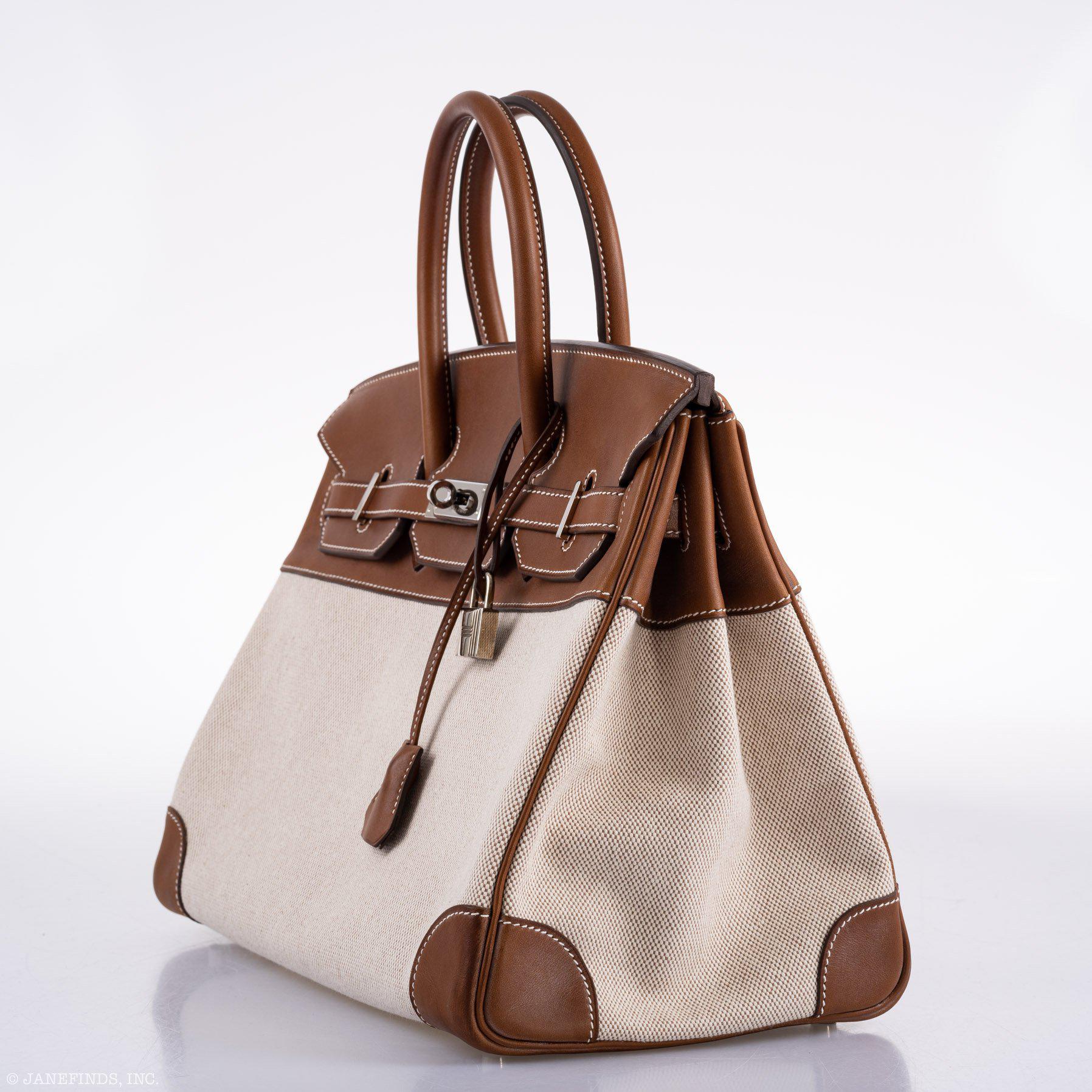 Hermès Birkin 35 Toile & Barenia with Palladium Hardware - 2009, M Square
