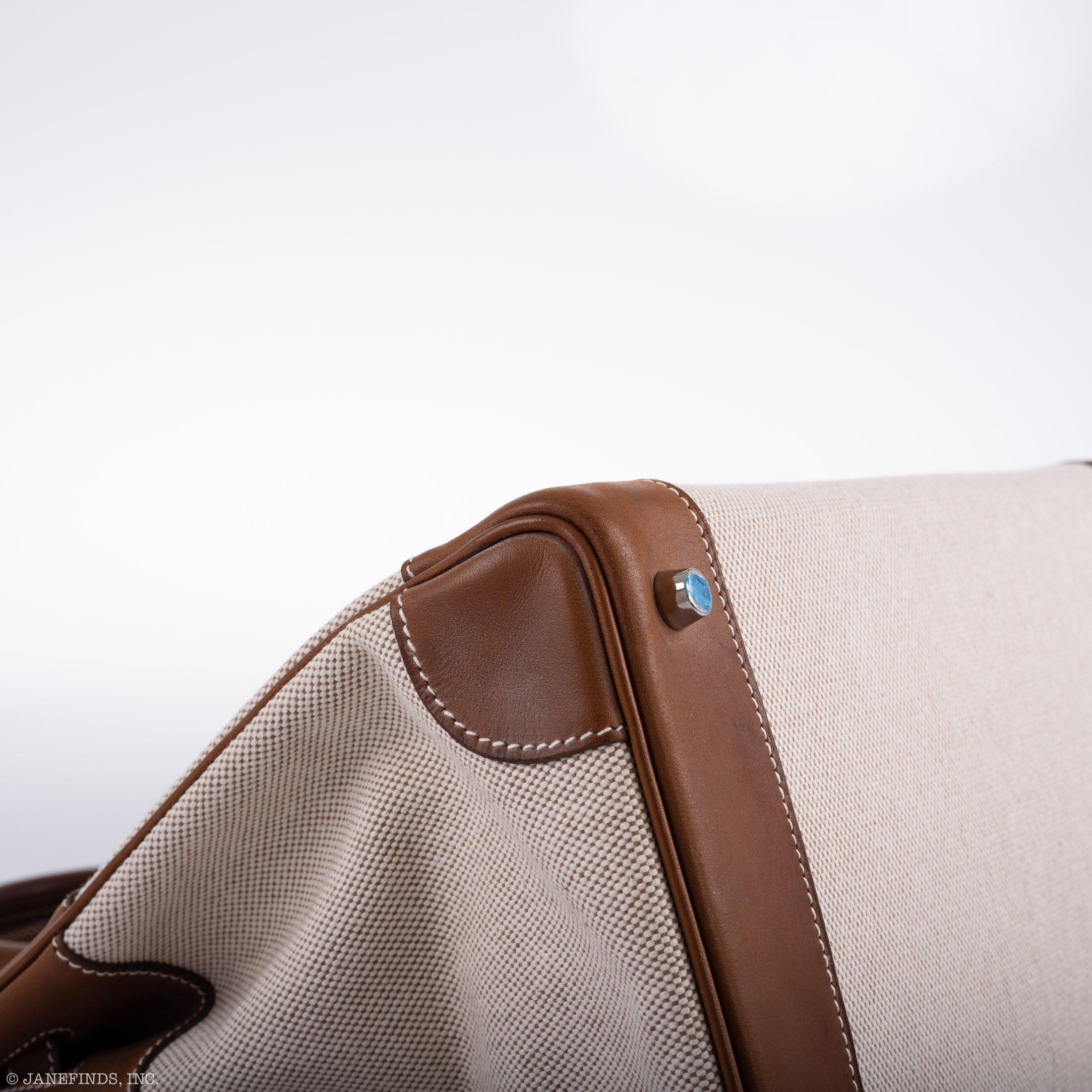 Hermès Birkin 35 Toile & Barenia with Palladium Hardware - 2009, M Square