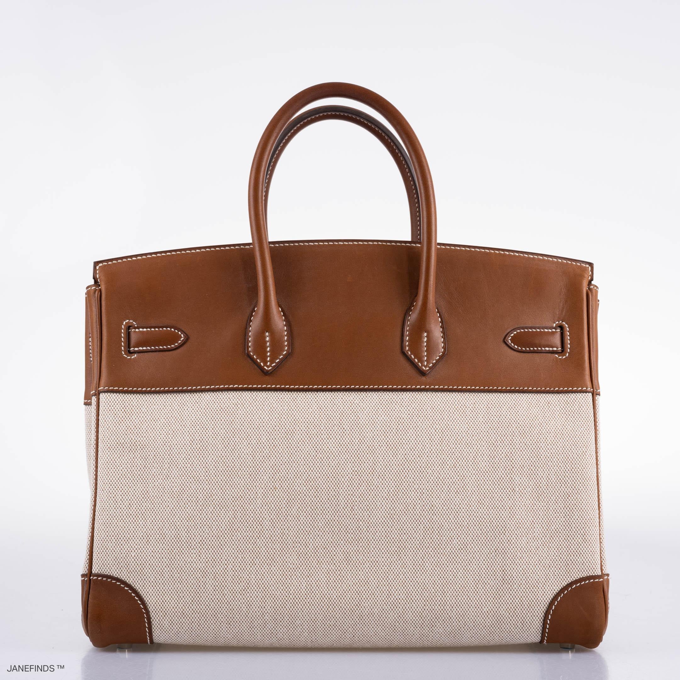 Hermès Birkin 35 Toile & Barenia with Palladium Hardware - 2009, M Square