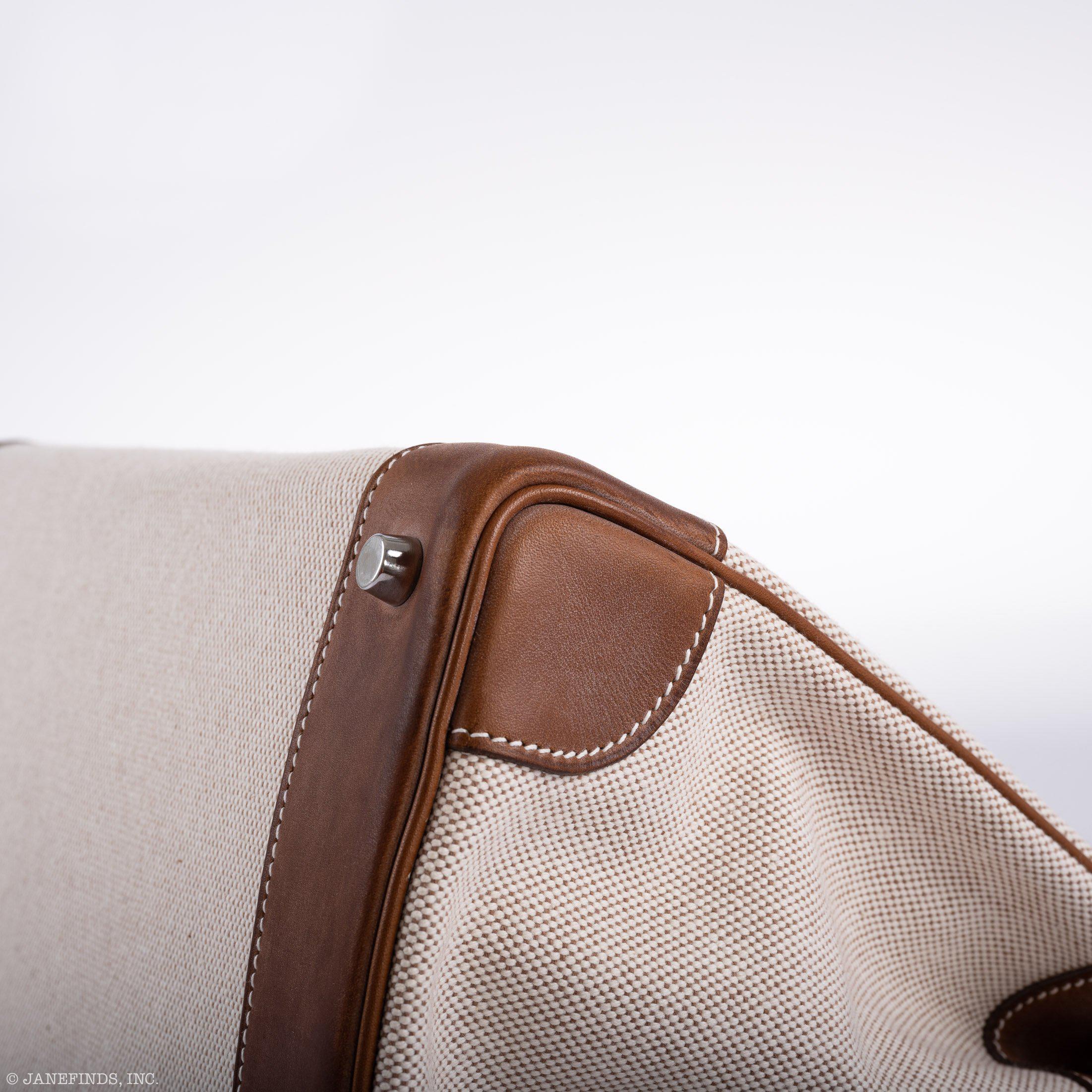 Hermès Birkin 35 Toile & Barenia with Palladium Hardware - 2009, M Square