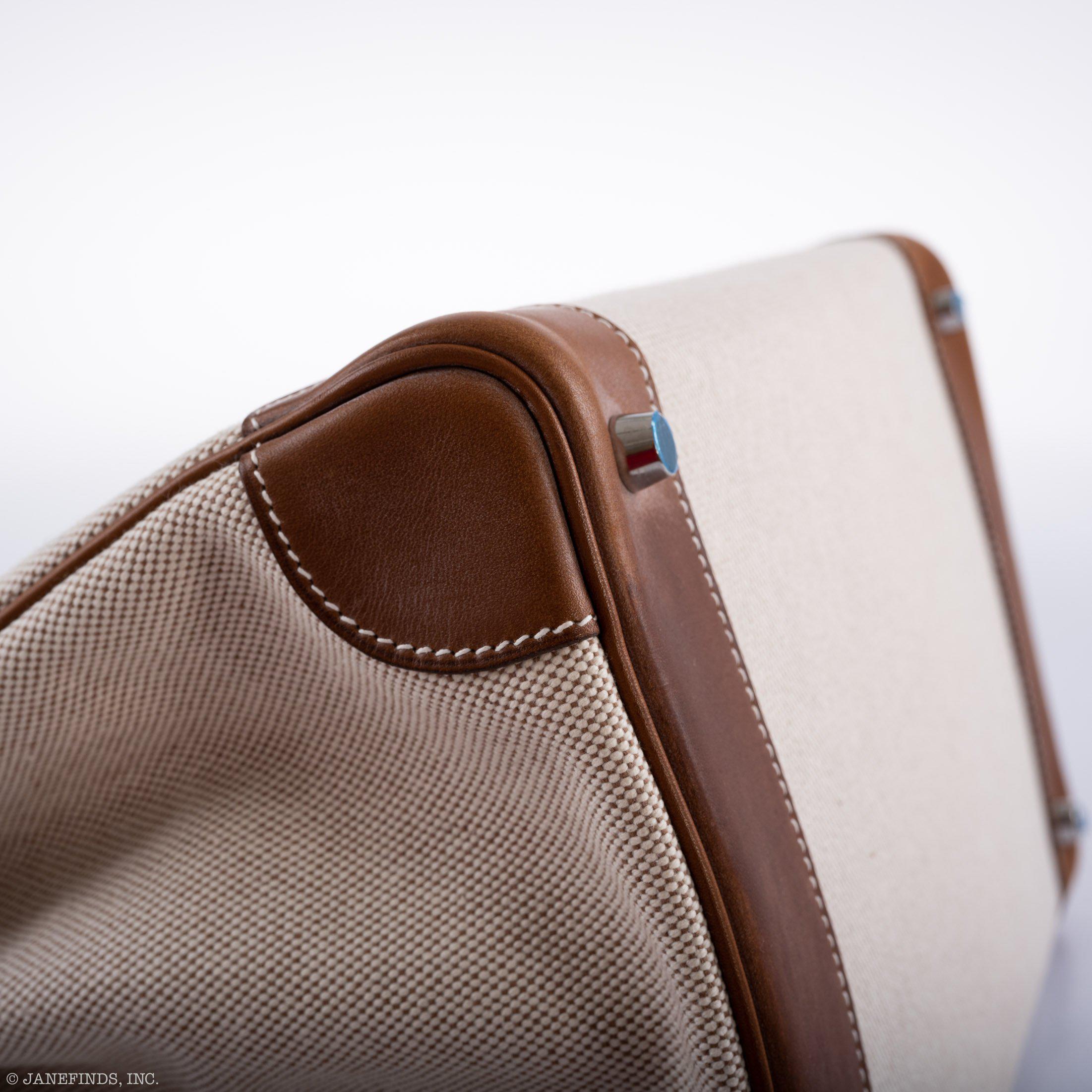 Hermès Birkin 35 Toile & Barenia with Palladium Hardware - 2009, M Square