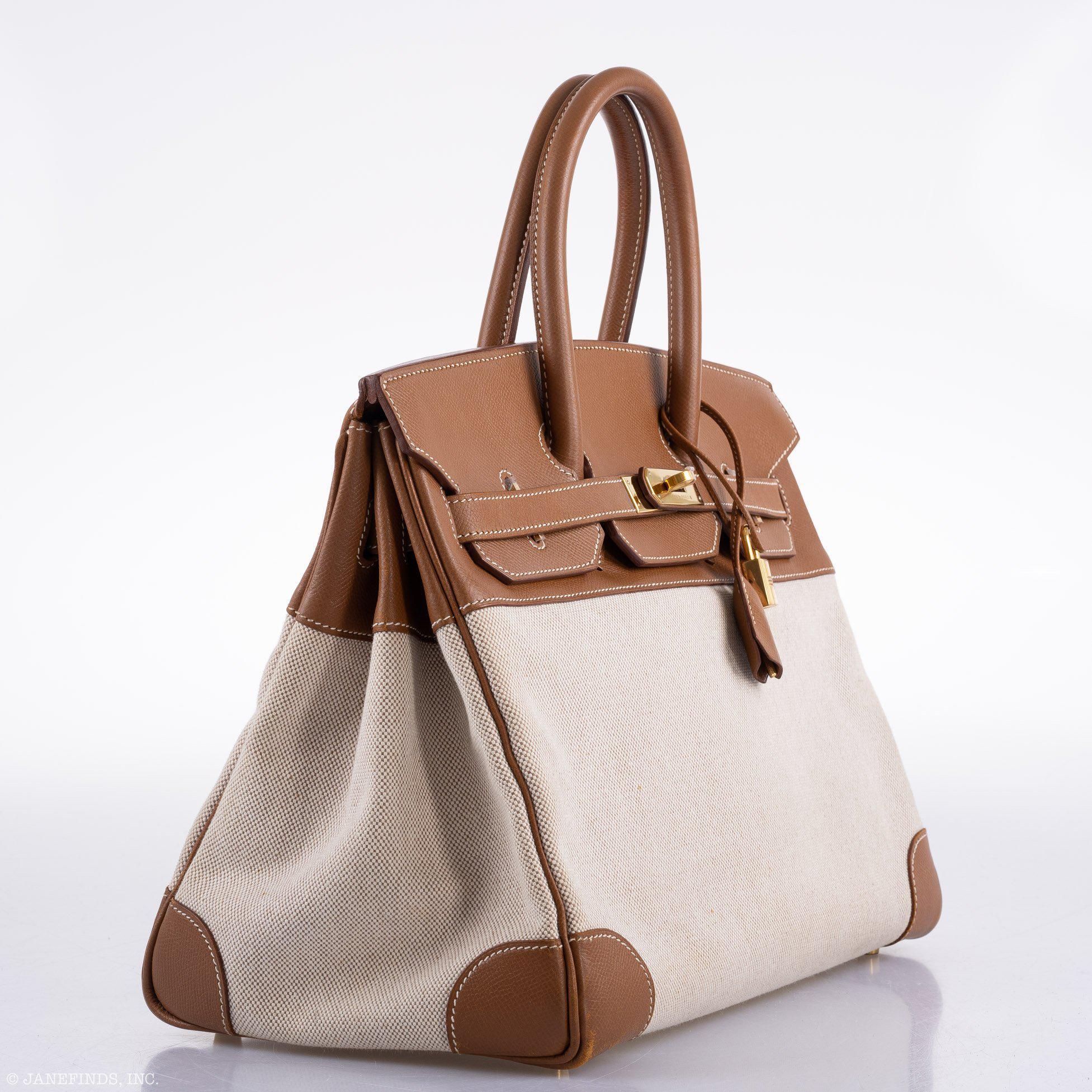 Hermès Birkin 35 Toile & Gold Epsom Gold Hardware