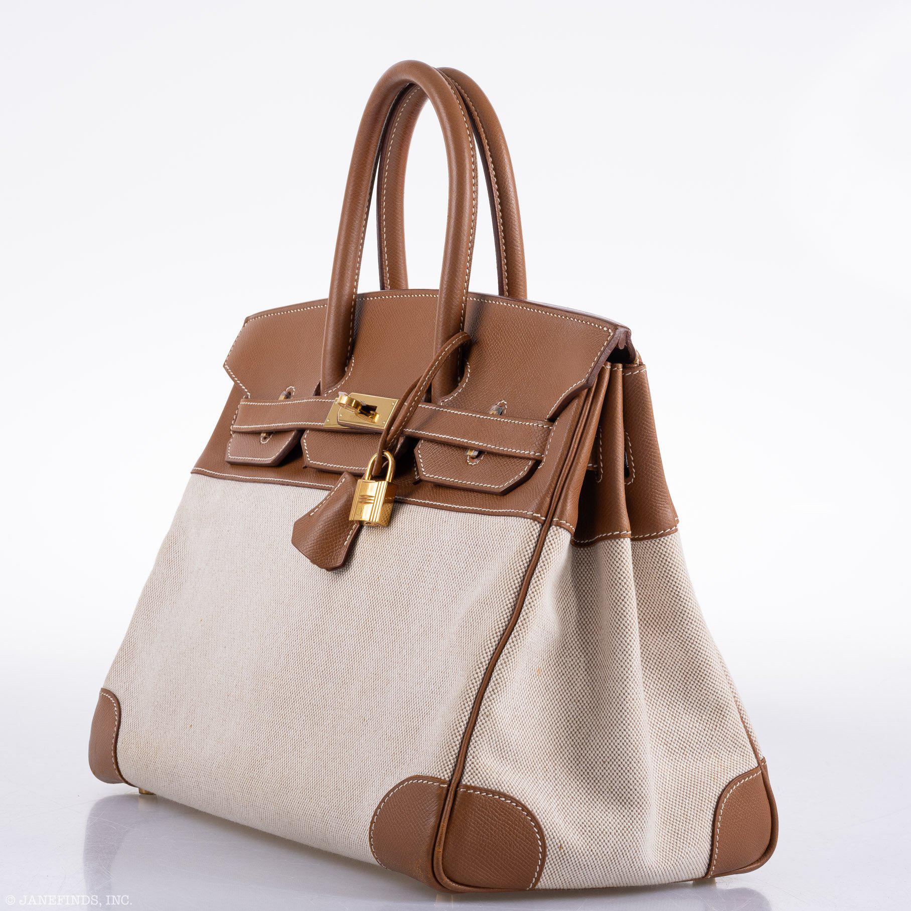 Hermès Birkin 35 Toile & Gold Epsom Gold Hardware