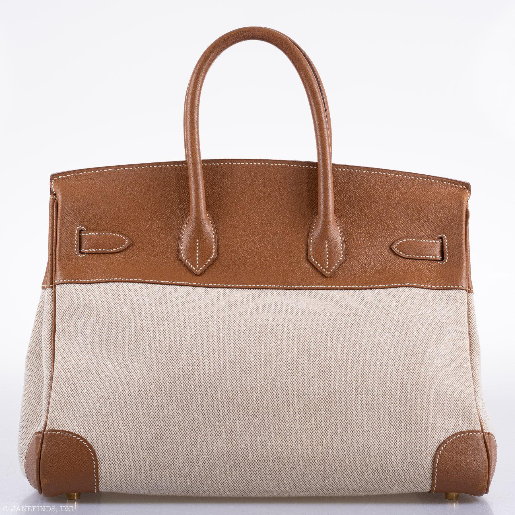 Hermès Birkin 35 Toile & Gold Epsom Gold Hardware