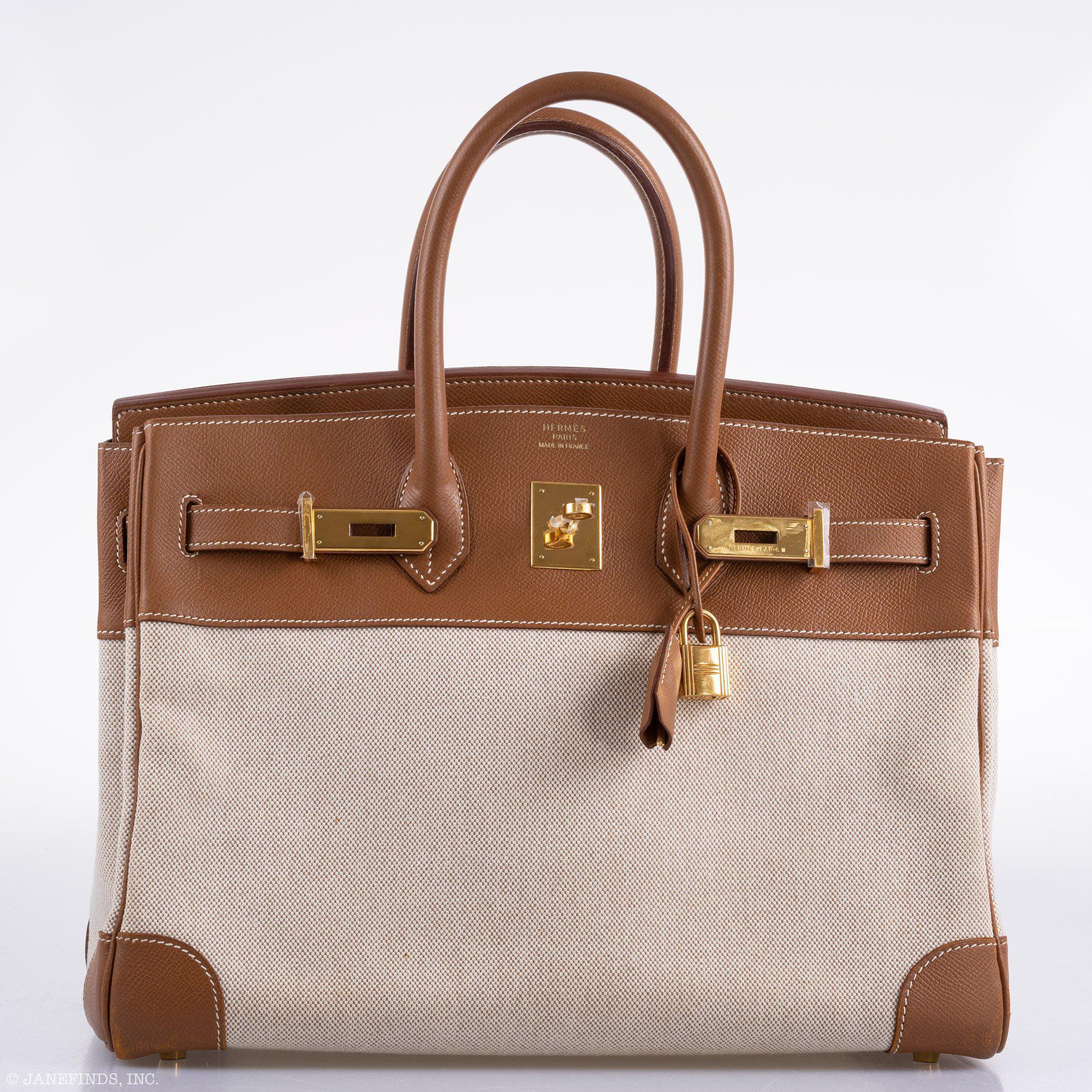 Hermès Birkin 35 Toile & Gold Epsom Gold Hardware