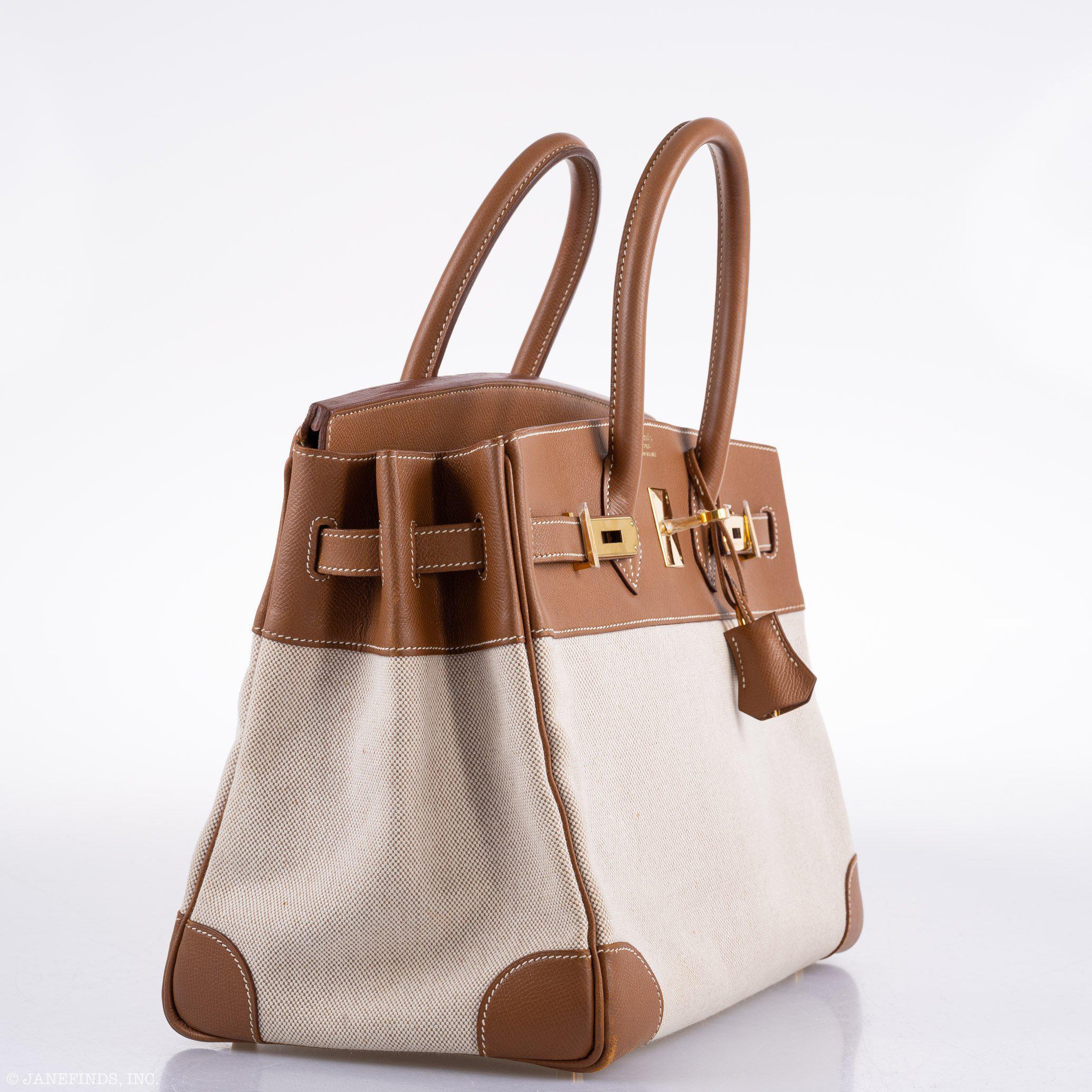 Hermès Birkin 35 Toile & Gold Epsom Gold Hardware