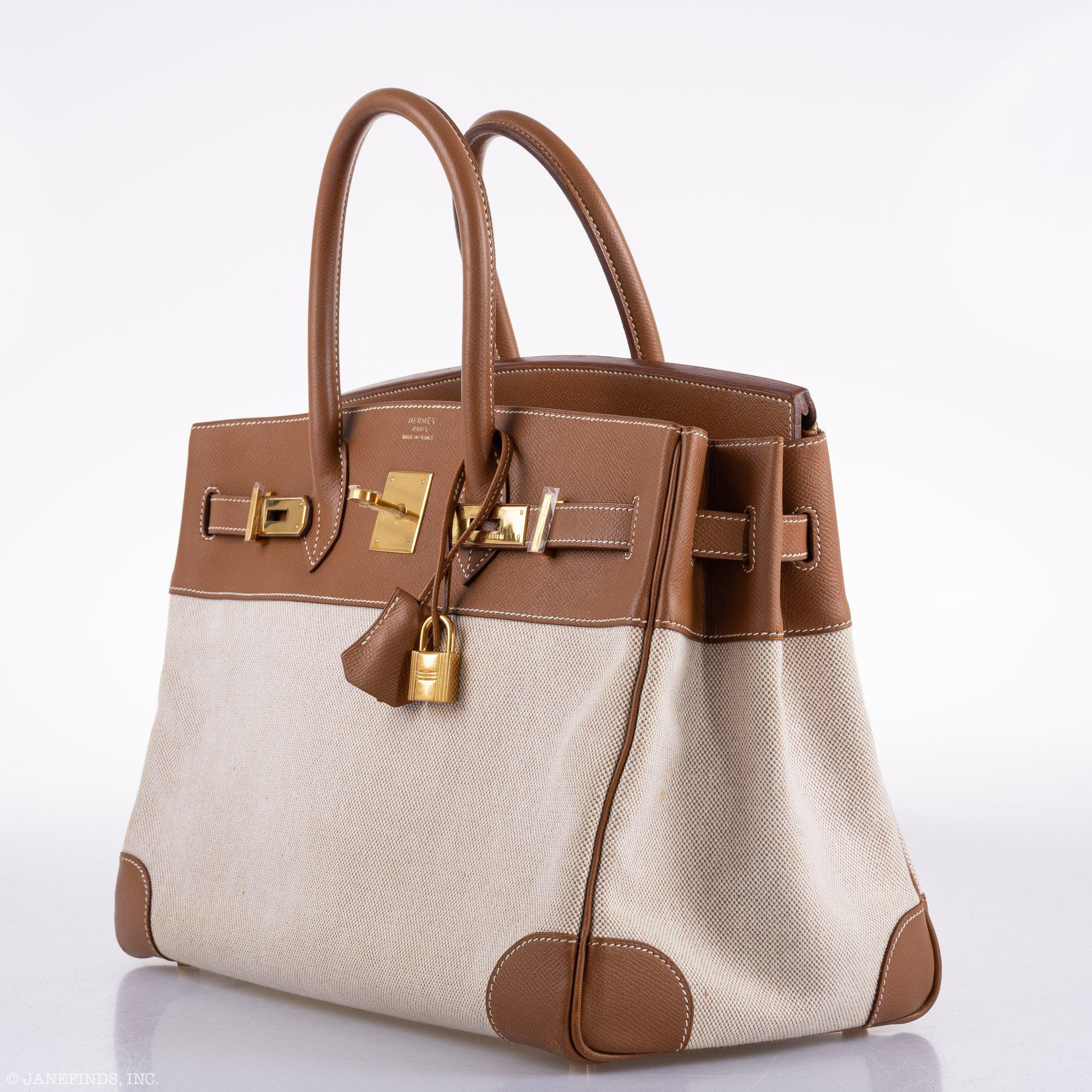 Hermès Birkin 35 Toile & Gold Epsom Gold Hardware