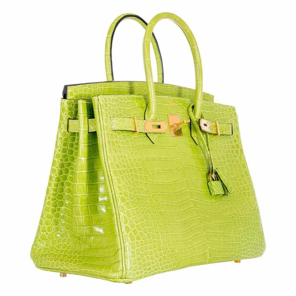 Hermès Birkin 35 Vert Anis Green Crocodile Gold Hardware
