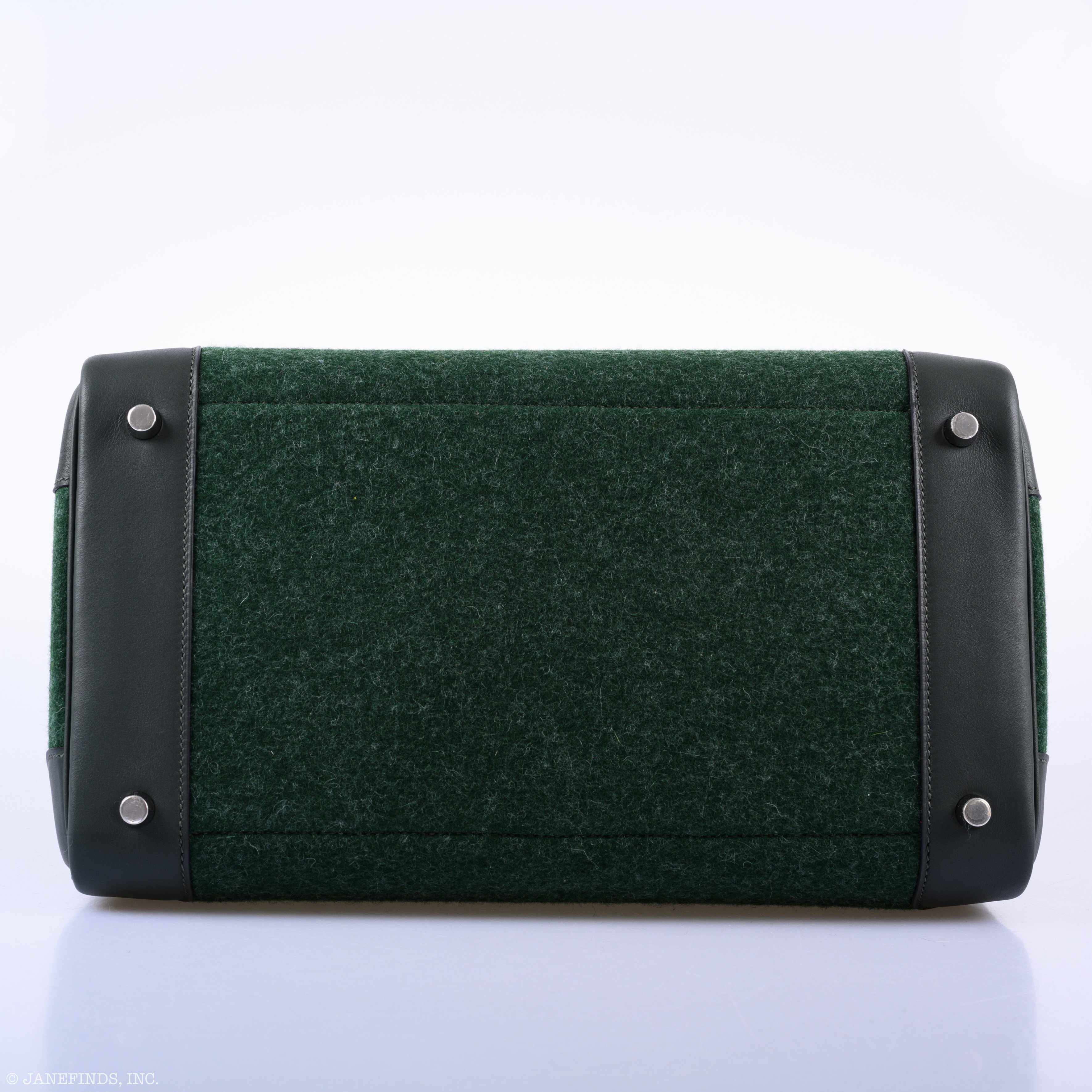 Hermès Birkin 35 Vert Fonce Feutre Wool & Vert Anglais Swift Palladium Hardware - 2019
