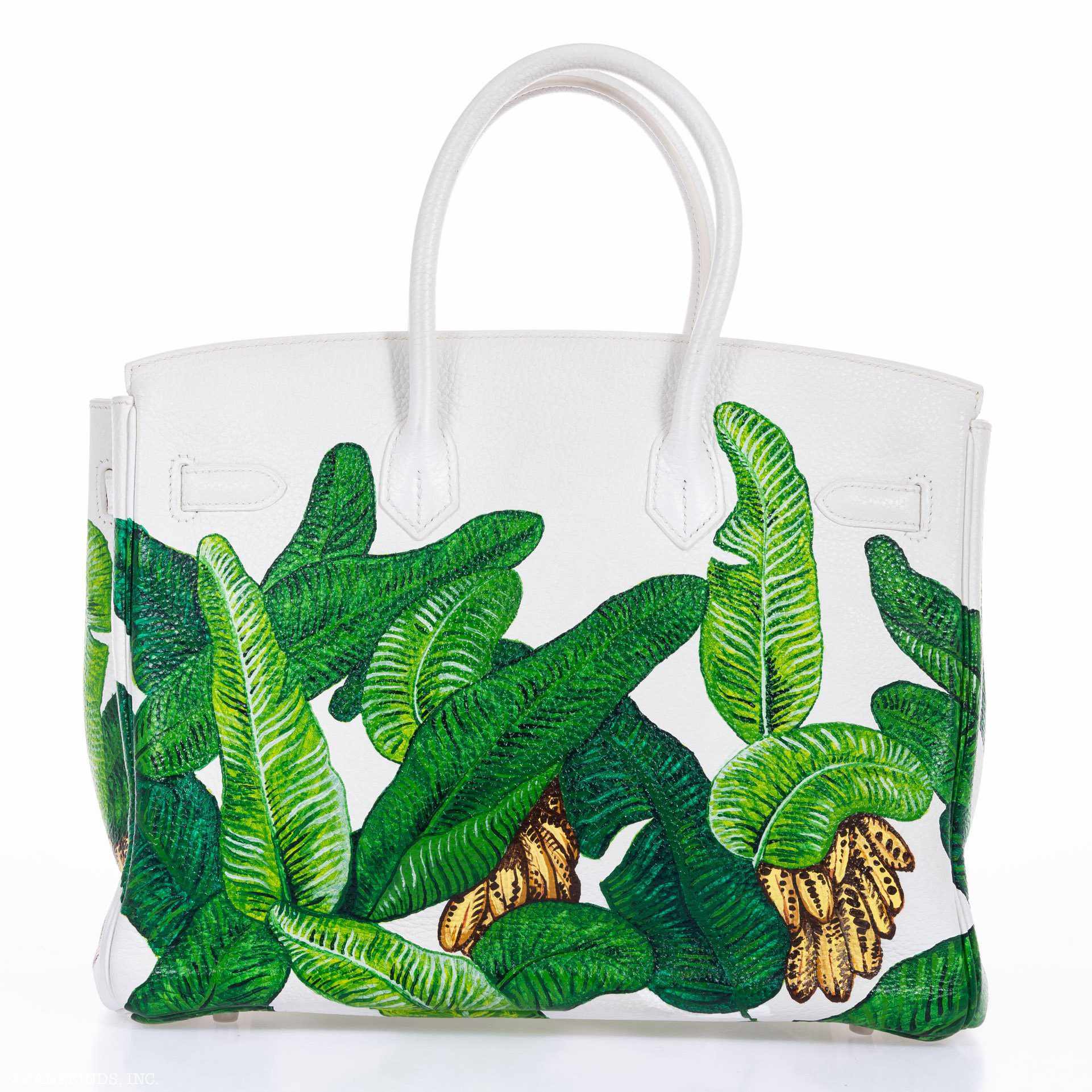 Hermès Birkin 35 White Clemence Palm Print Palladium Hardware * JaneFinds Custom Shop