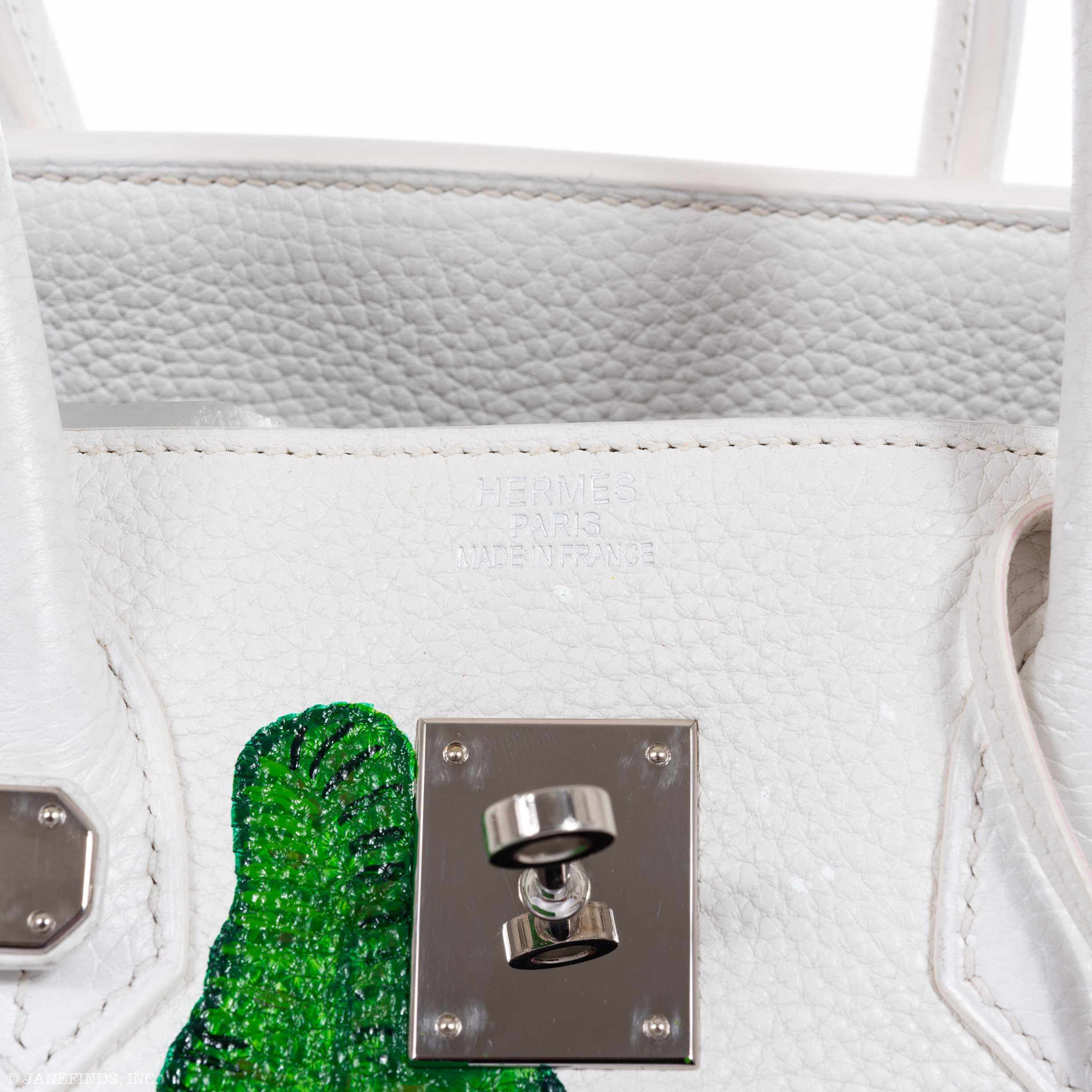 Hermès Birkin 35 White Clemence Palm Print Palladium Hardware * JaneFinds Custom Shop