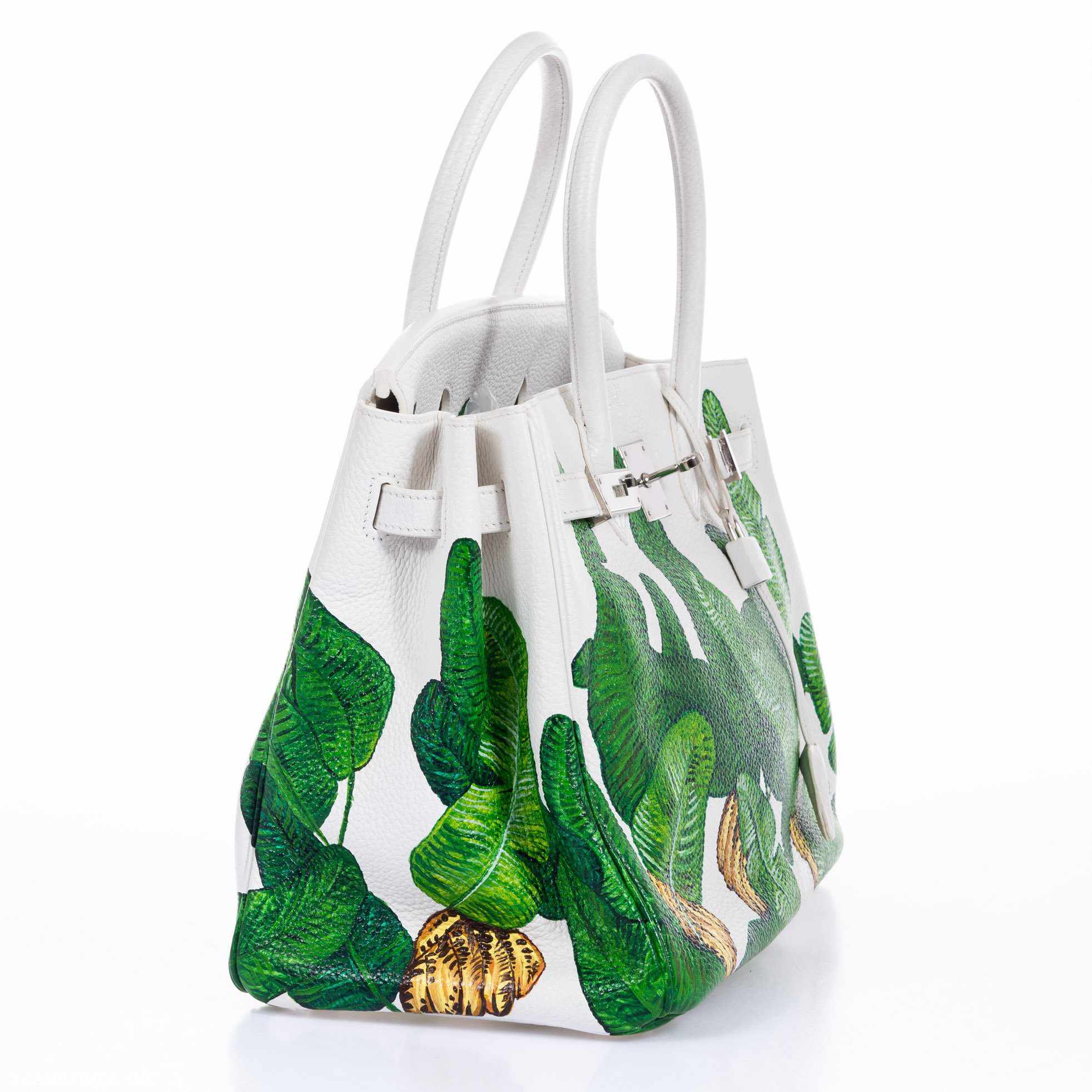 Hermès Birkin 35 White Clemence Palm Print Palladium Hardware * JaneFinds Custom Shop