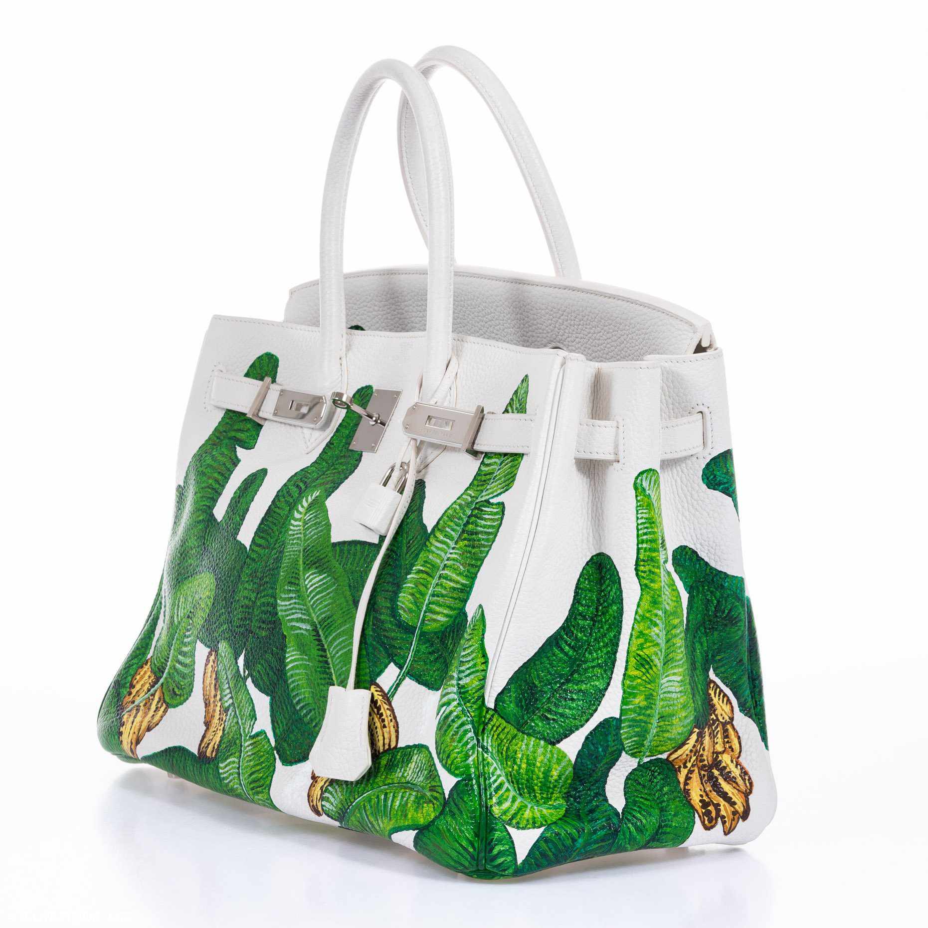 Hermès Birkin 35 White Clemence Palm Print Palladium Hardware * JaneFinds Custom Shop