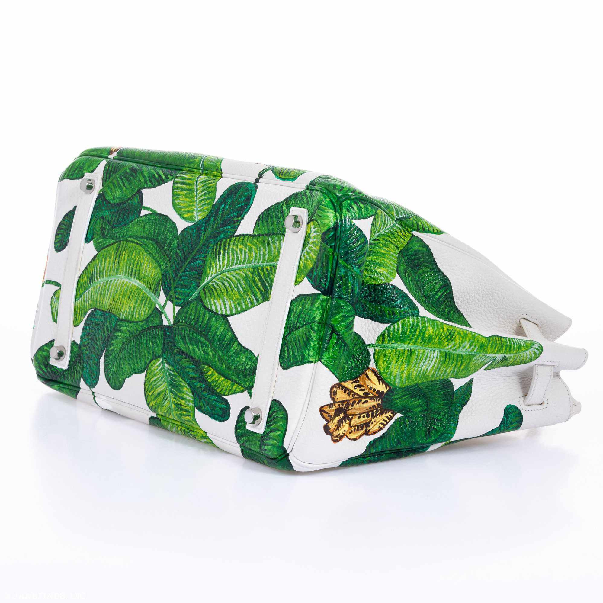 Hermès Birkin 35 White Clemence Palm Print Palladium Hardware * JaneFinds Custom Shop