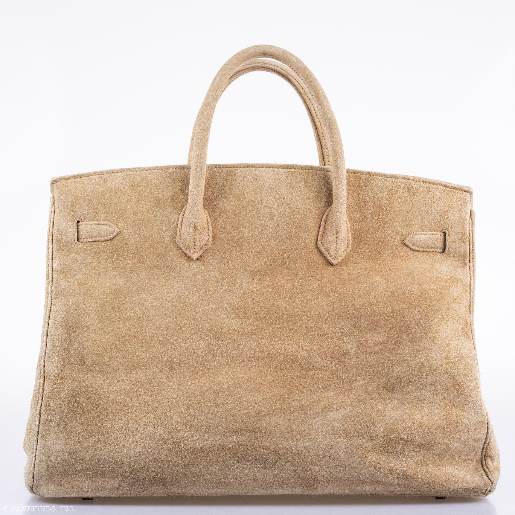 Hermès Birkin 40 Beige Veau Doblis Suede with Gold Hardware - 1986, P Circle