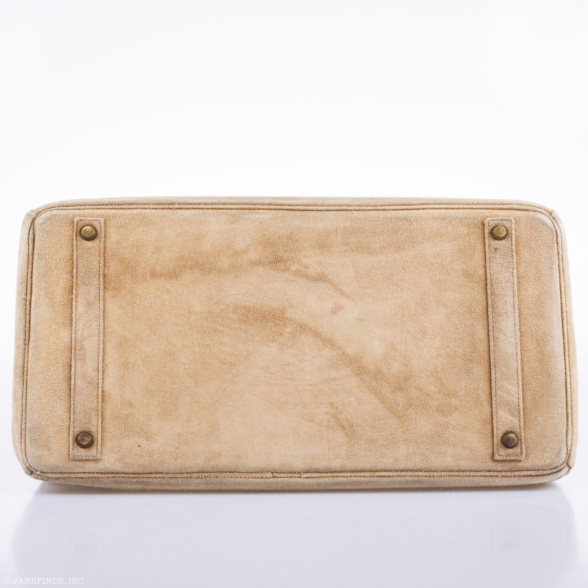 Hermès Birkin 40 Beige Veau Doblis Suede with Gold Hardware - 1986, P Circle