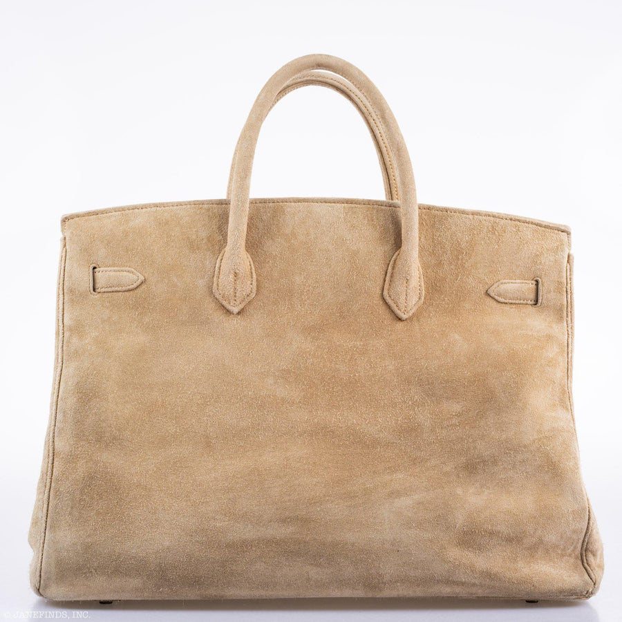 Hermès Birkin 40 Beige Veau Doblis Suede with Gold Hardware