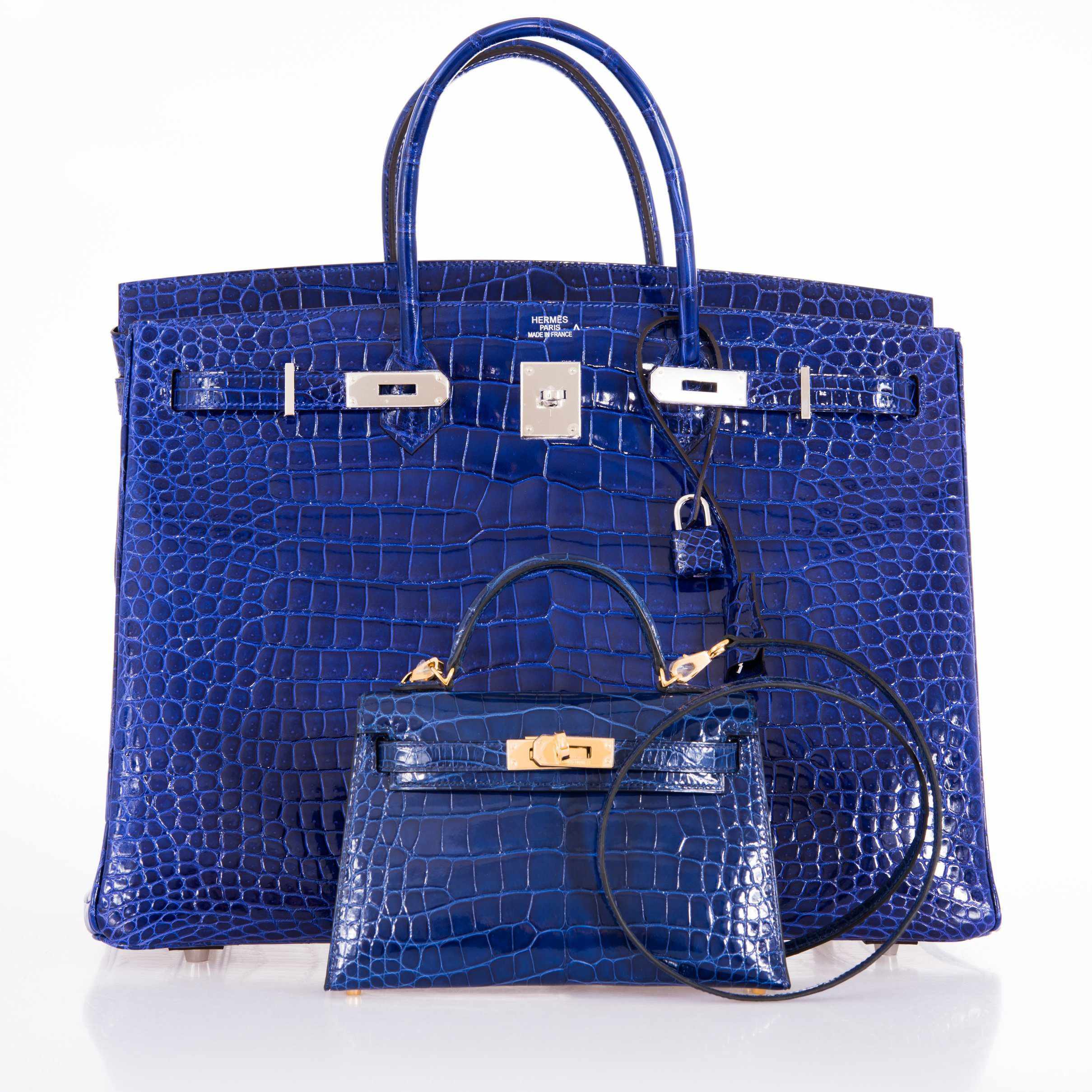 Hermès Birkin 40 Bleu Électrique Shiny Porosus Crocodile Palladium Hardware