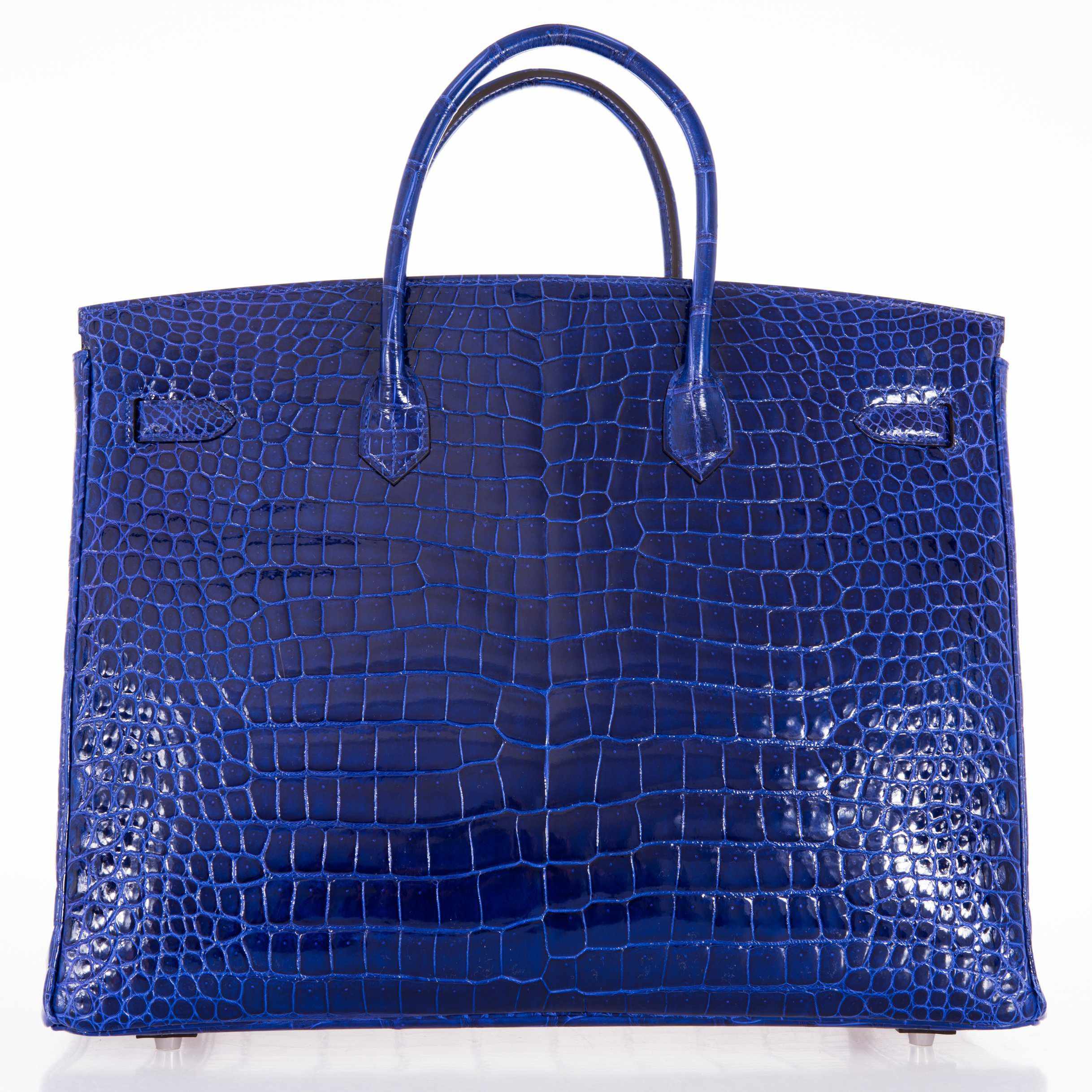 Hermès Birkin 40 Bleu Électrique Shiny Porosus Crocodile Palladium Hardware