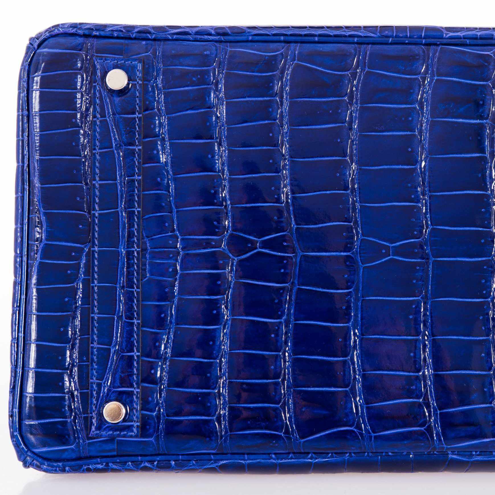Hermès Birkin 40 Bleu Électrique Shiny Porosus Crocodile Palladium Hardware
