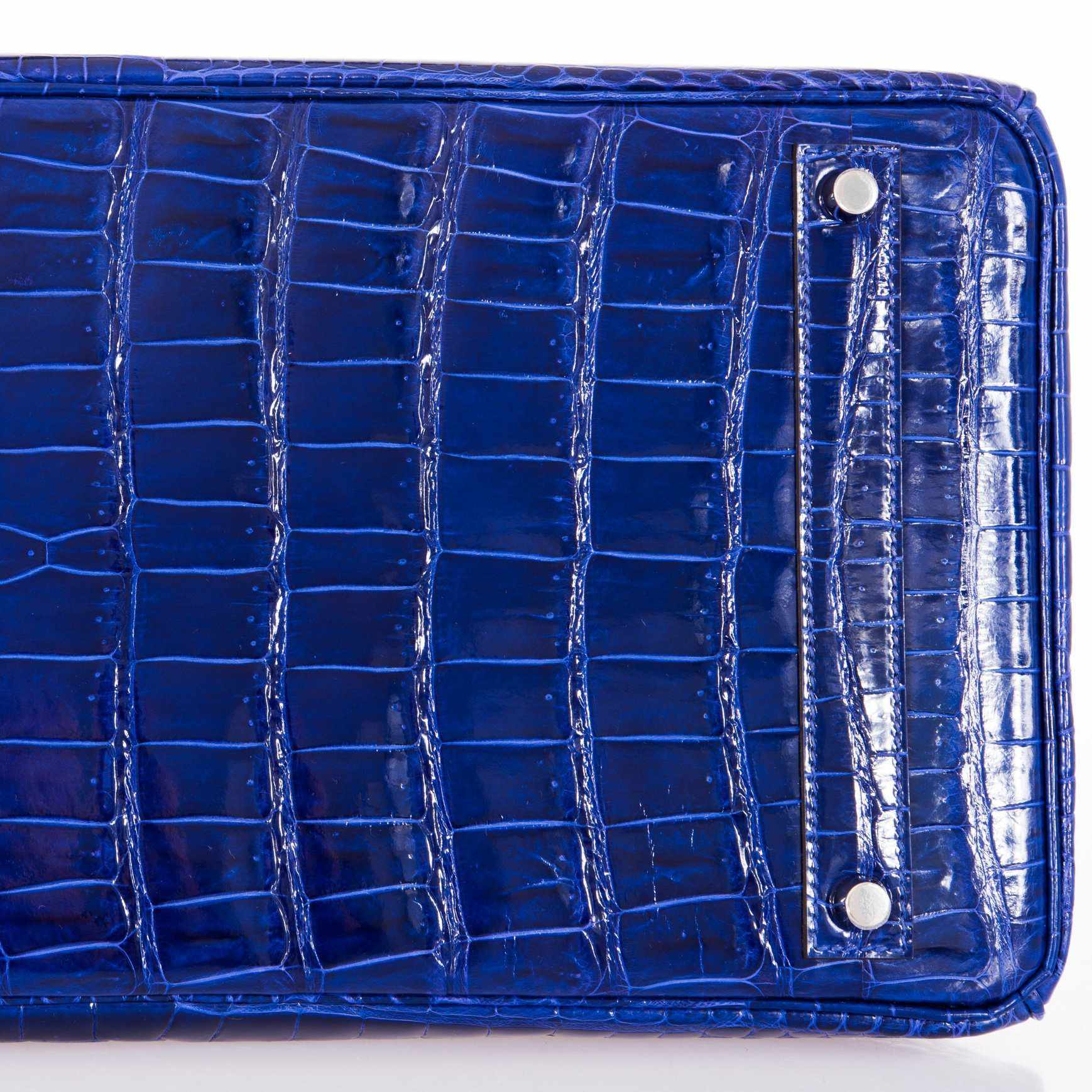 Hermès Birkin 40 Bleu Électrique Shiny Porosus Crocodile Palladium Hardware